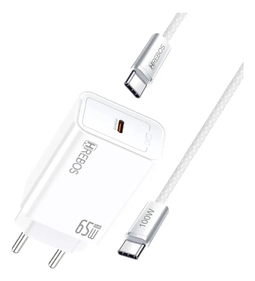Carregador Turbo Hrebos CRG-388 CC 65w Dual Type-c