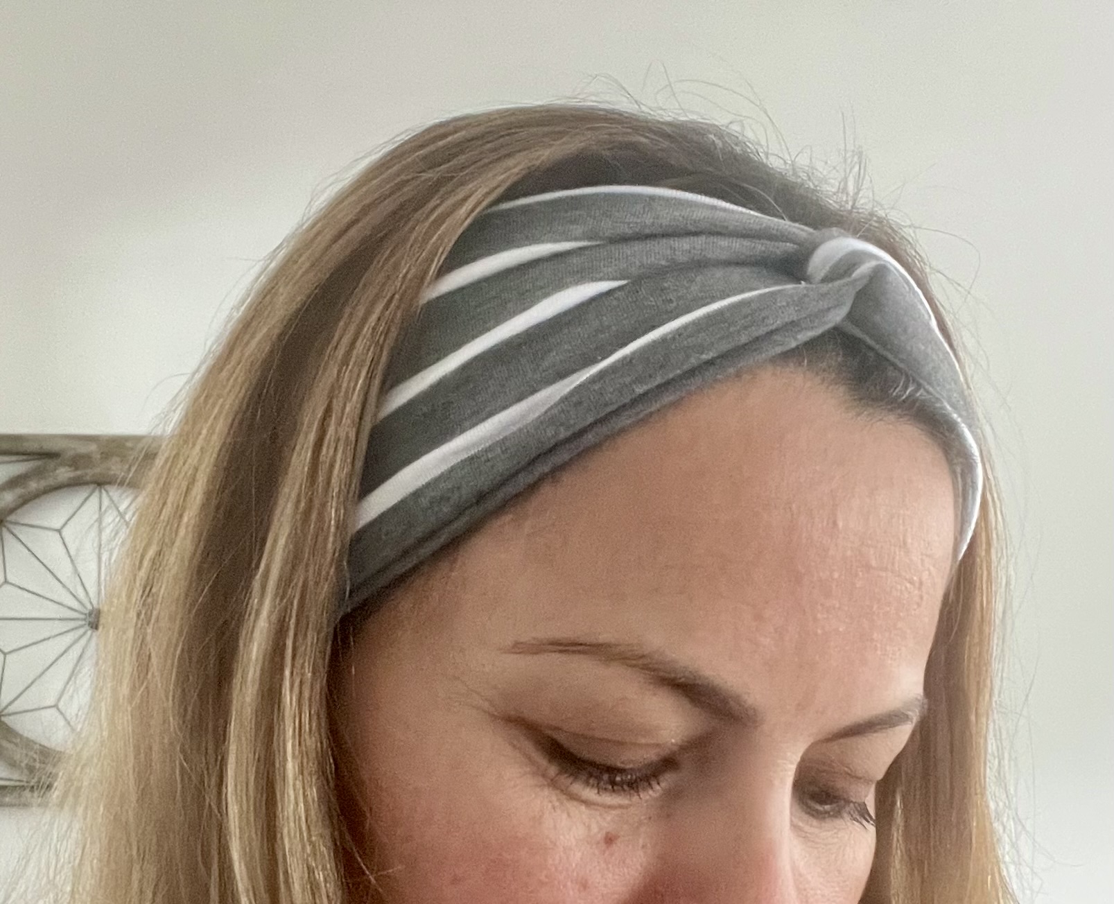 Gray & White Stripes Knotted Headband