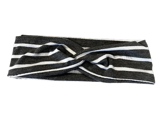 Gray & White Stripes Knotted Headband