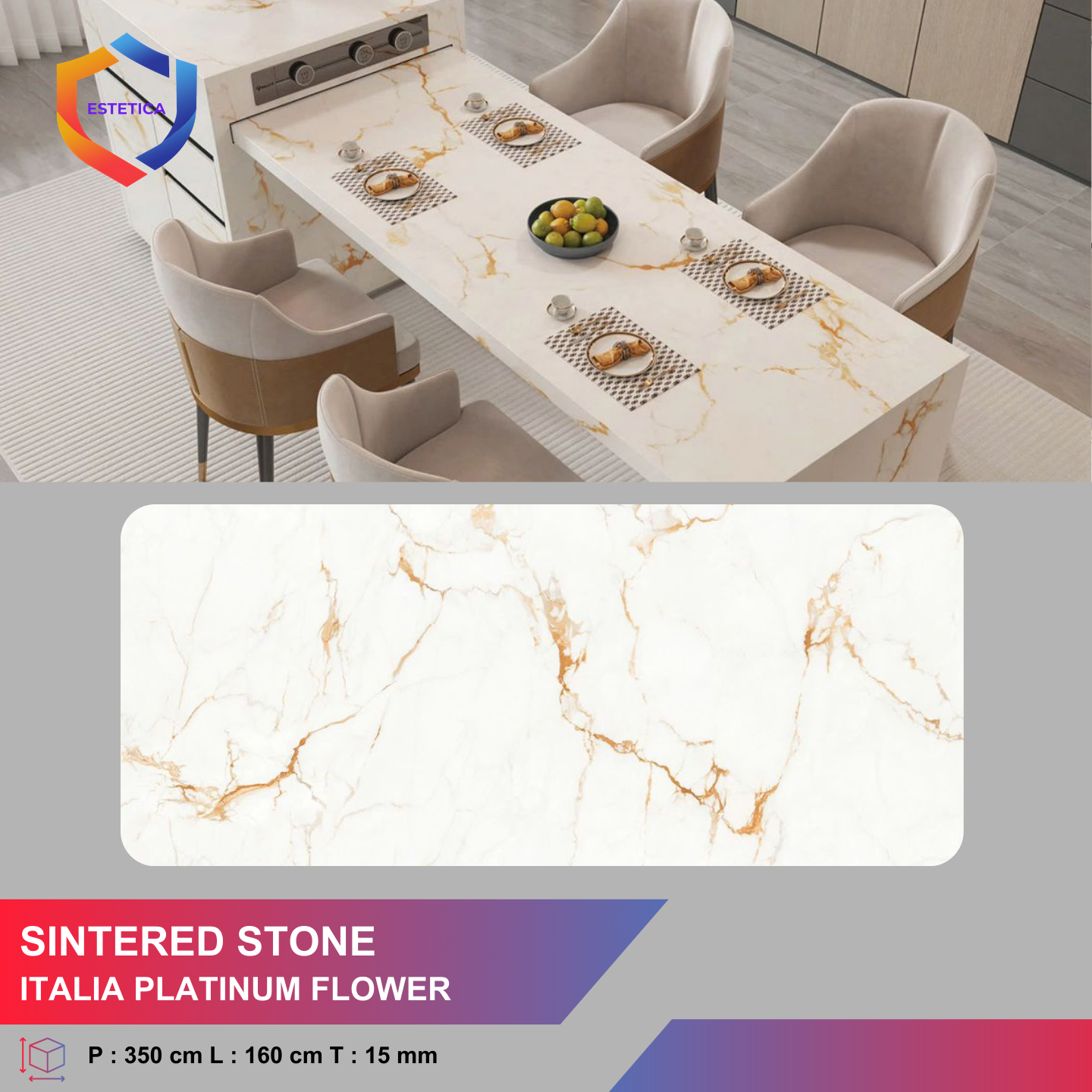 Italia Platinum Flower Sintered Stone Table Top
