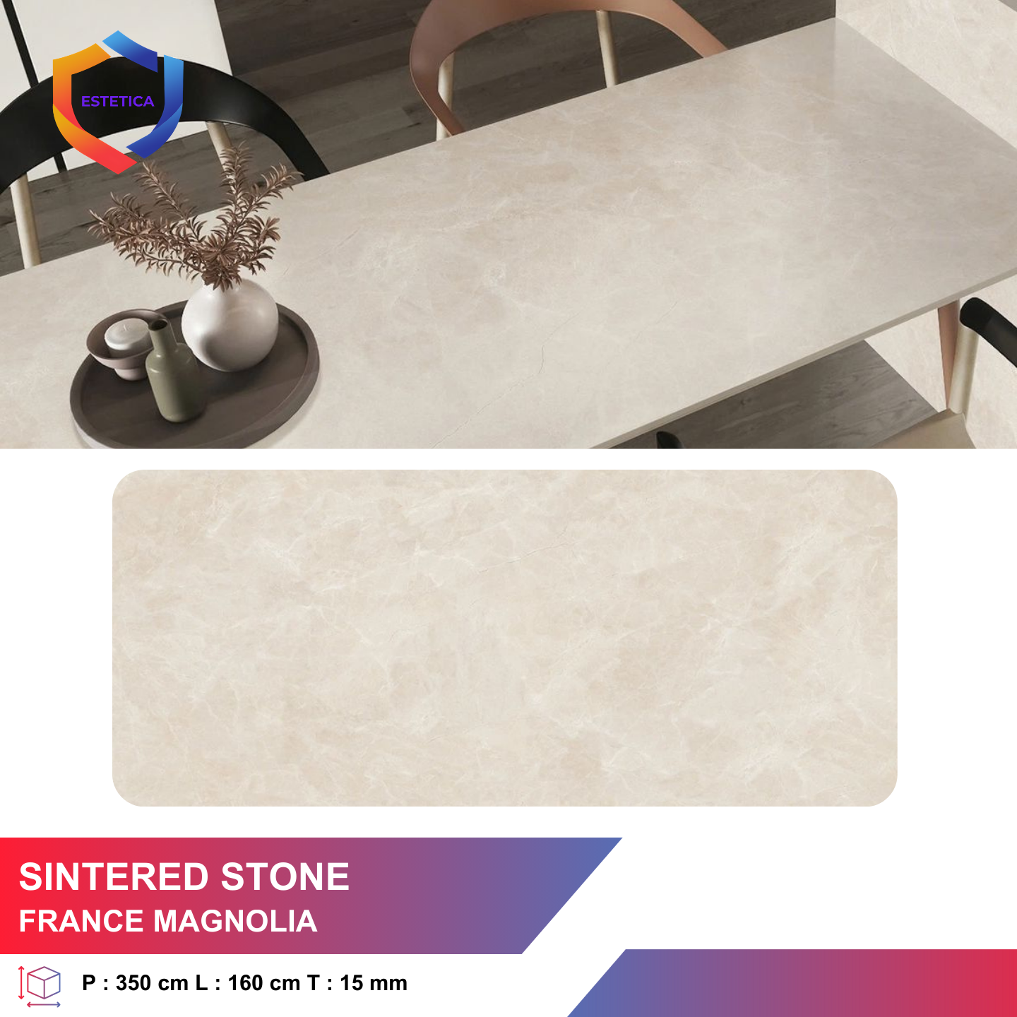 France Magnolia Sintered Stone Tabletop