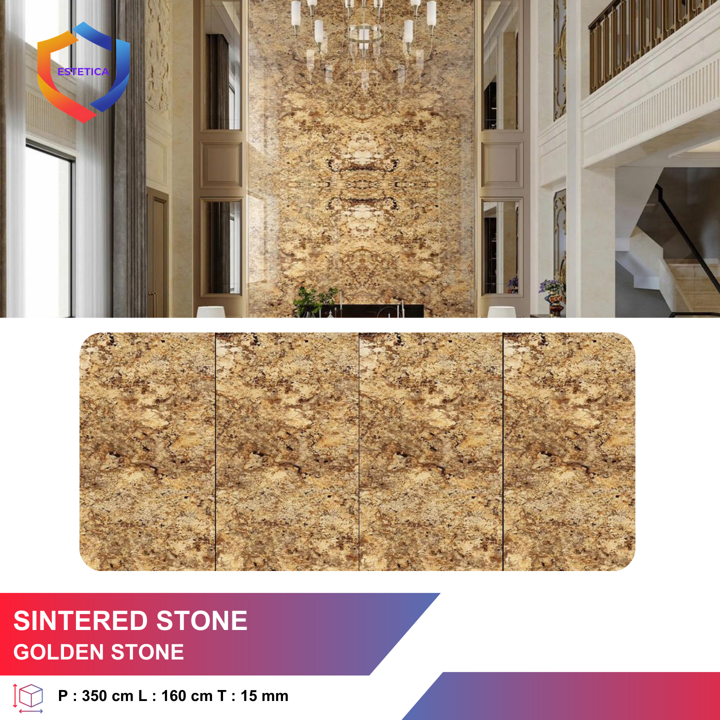 Golden Sintered Stone Panel