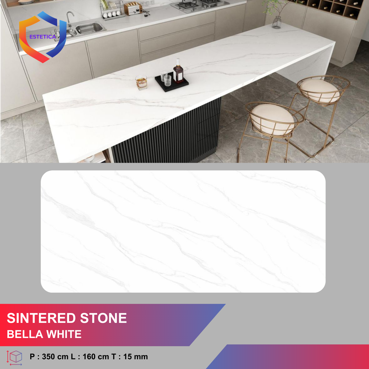 Bella White Sintered Stone Tabletop