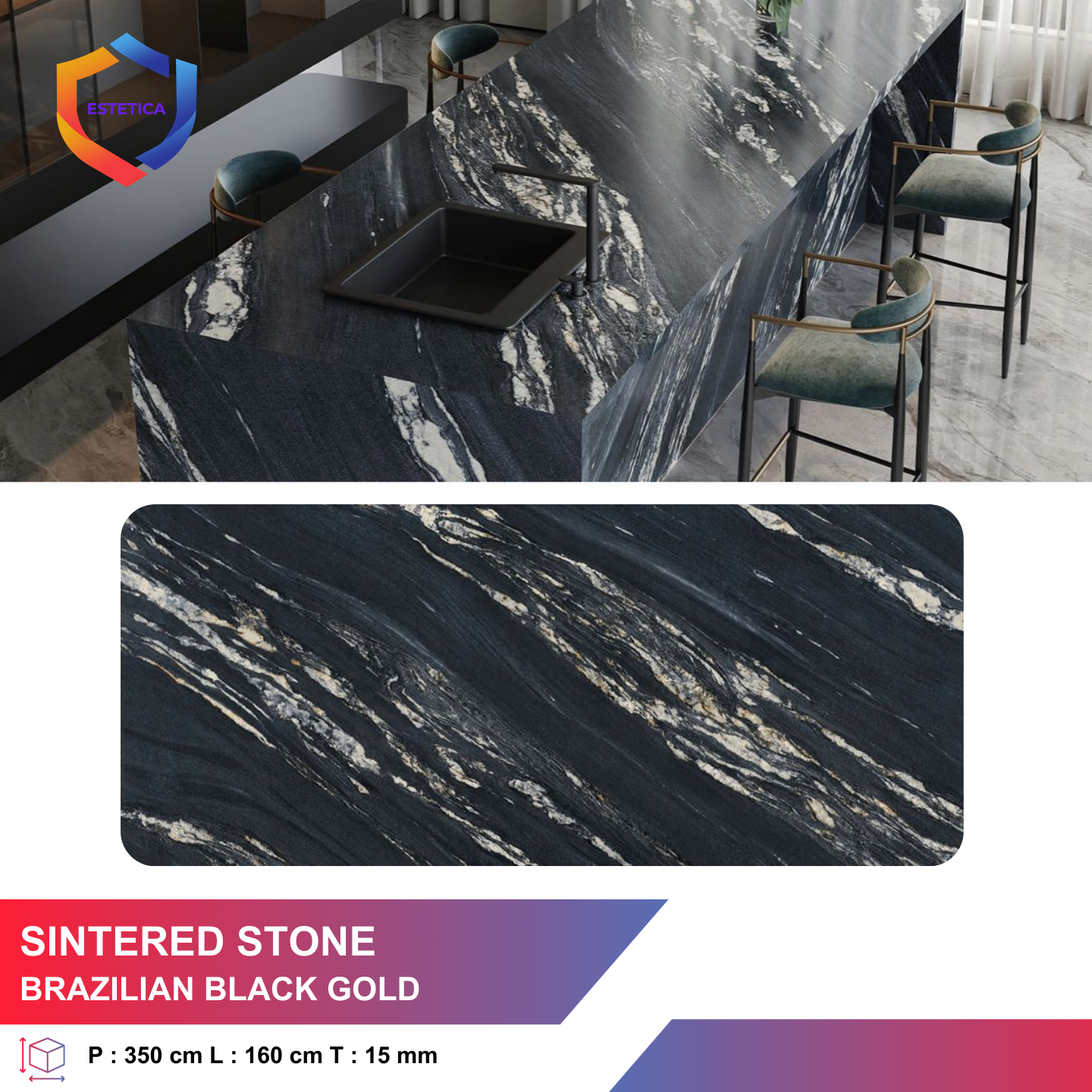 Brazilian Black Gold Sintered Stone