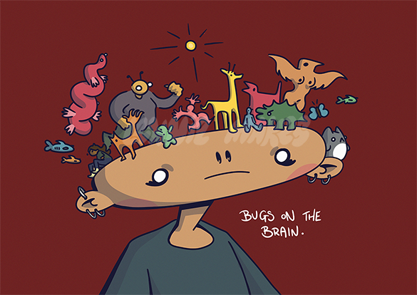 Bugs on the Brain Sticker