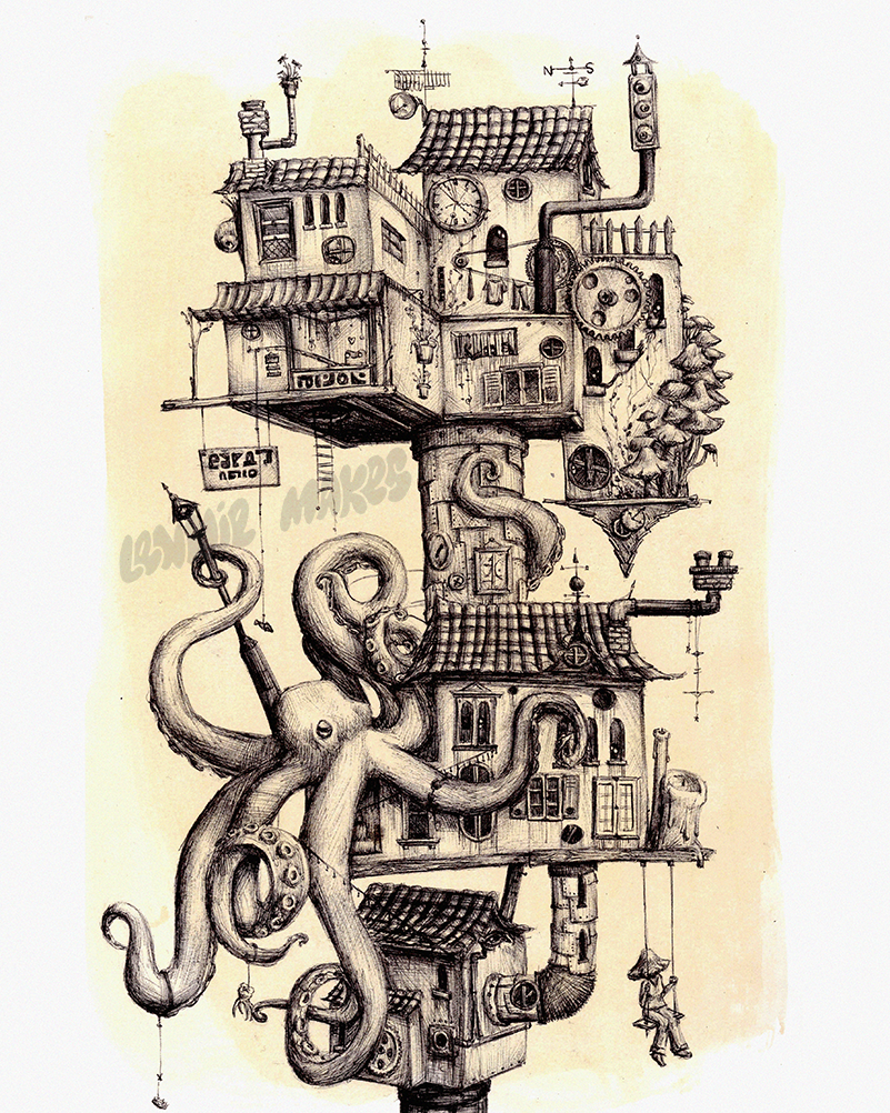 Octopus Buildings - A5/A4/A3 Print