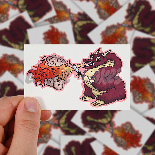 Marshmallow Roasting Dragon Sticker