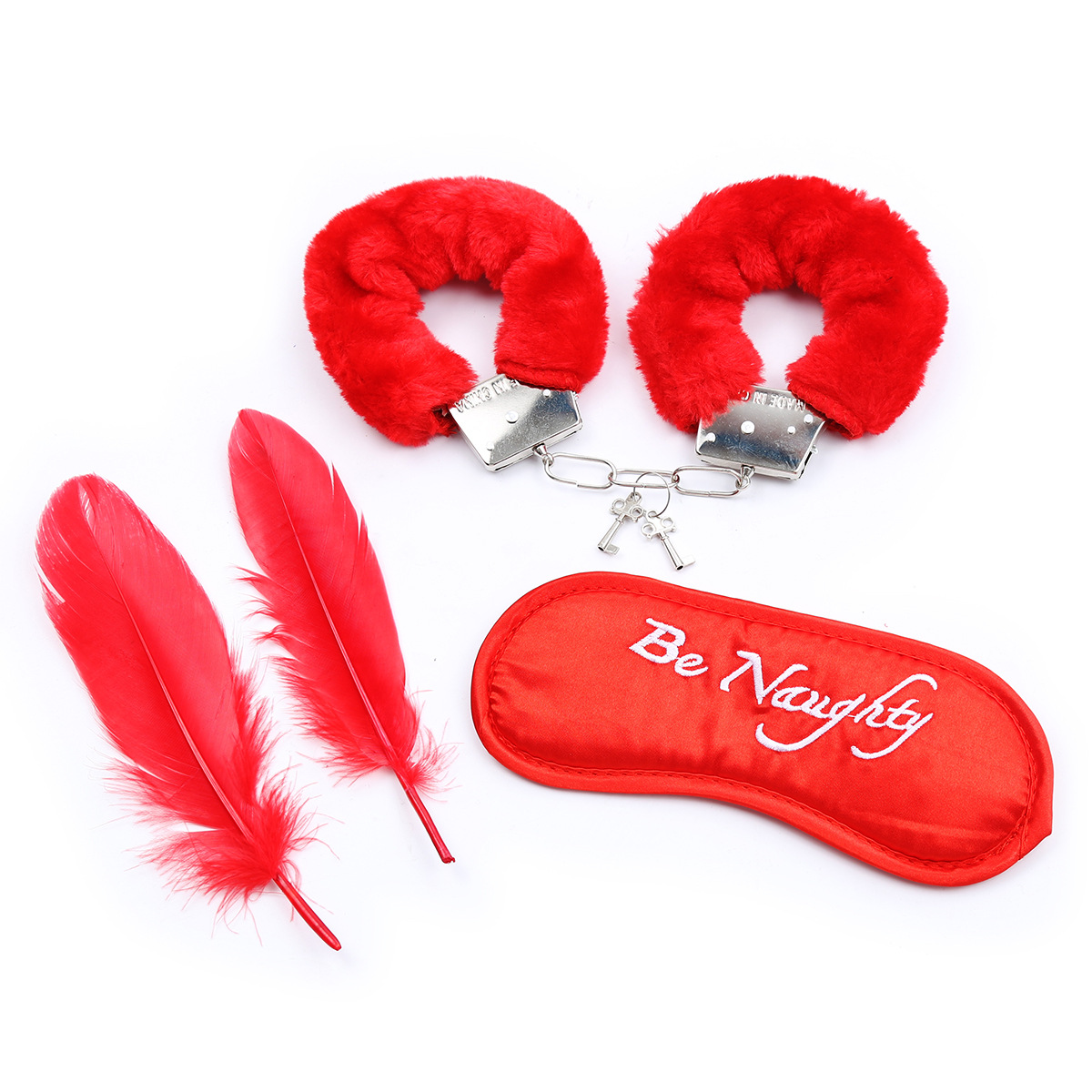 Faux Fur Handcuffs  (colour red)