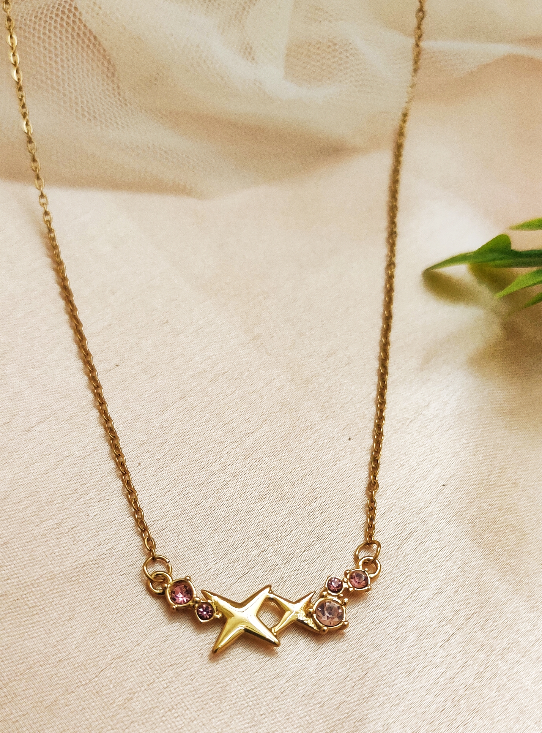 Elegant Pink Star Charm Pendant Necklace