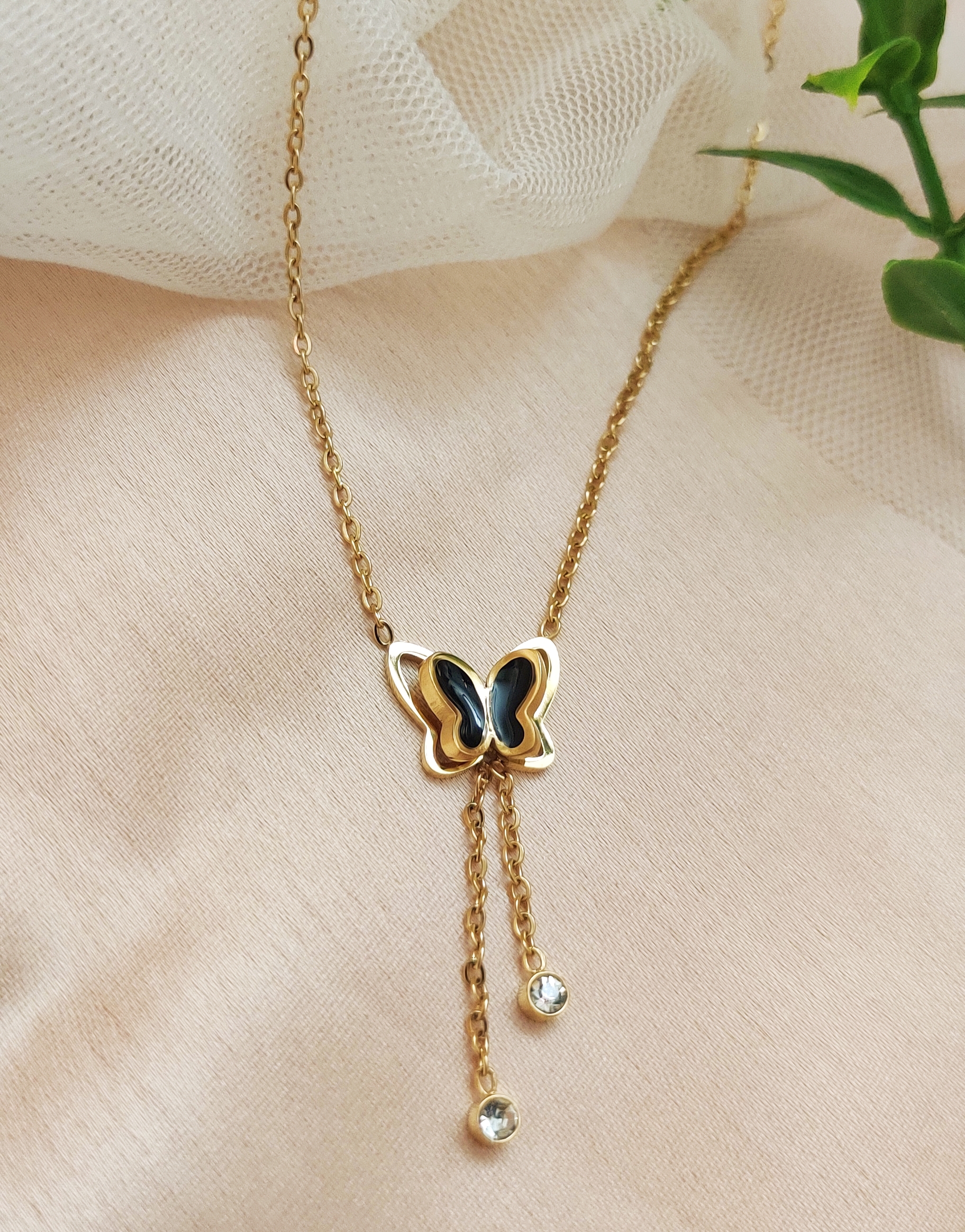 Butterfly Charm  Pendant Necklace