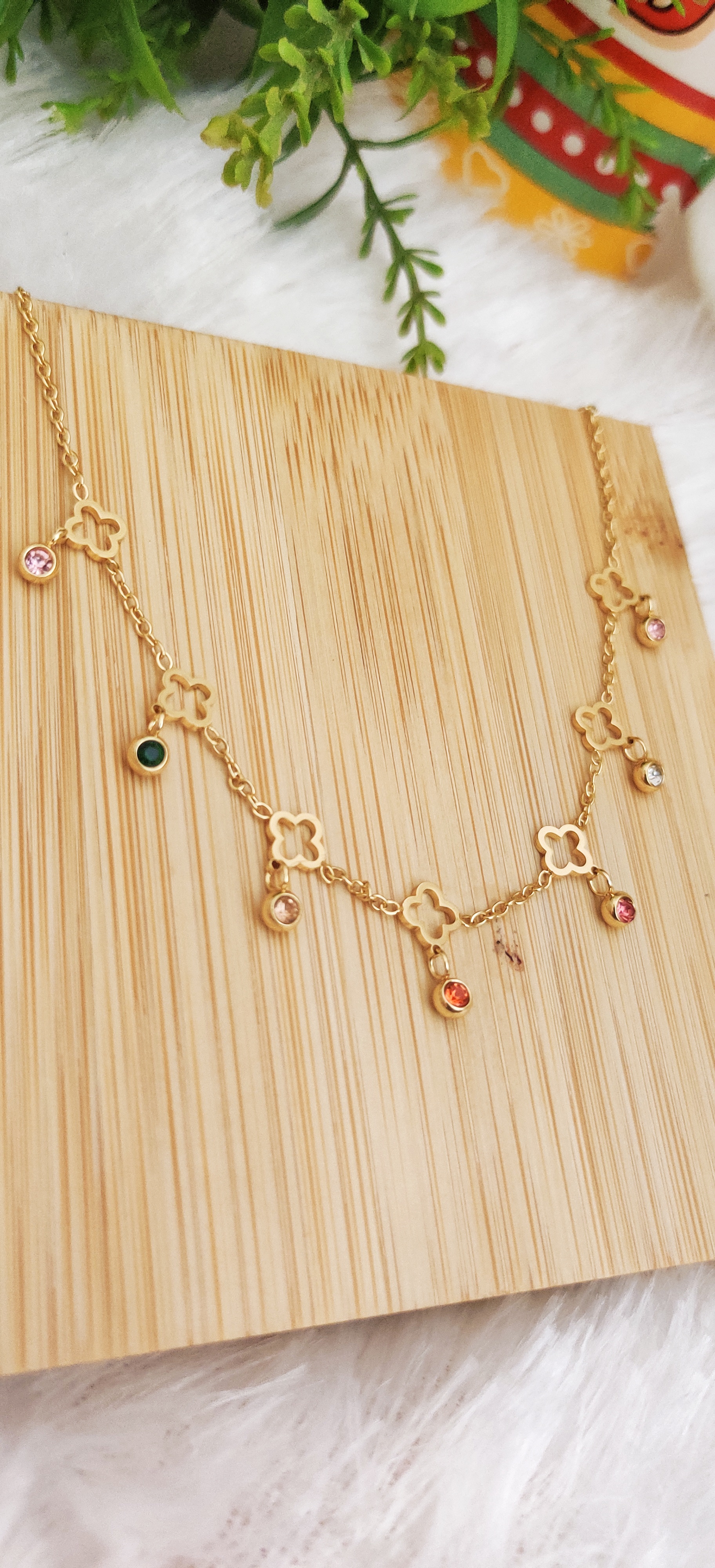 Gold Floral Charm Necklace