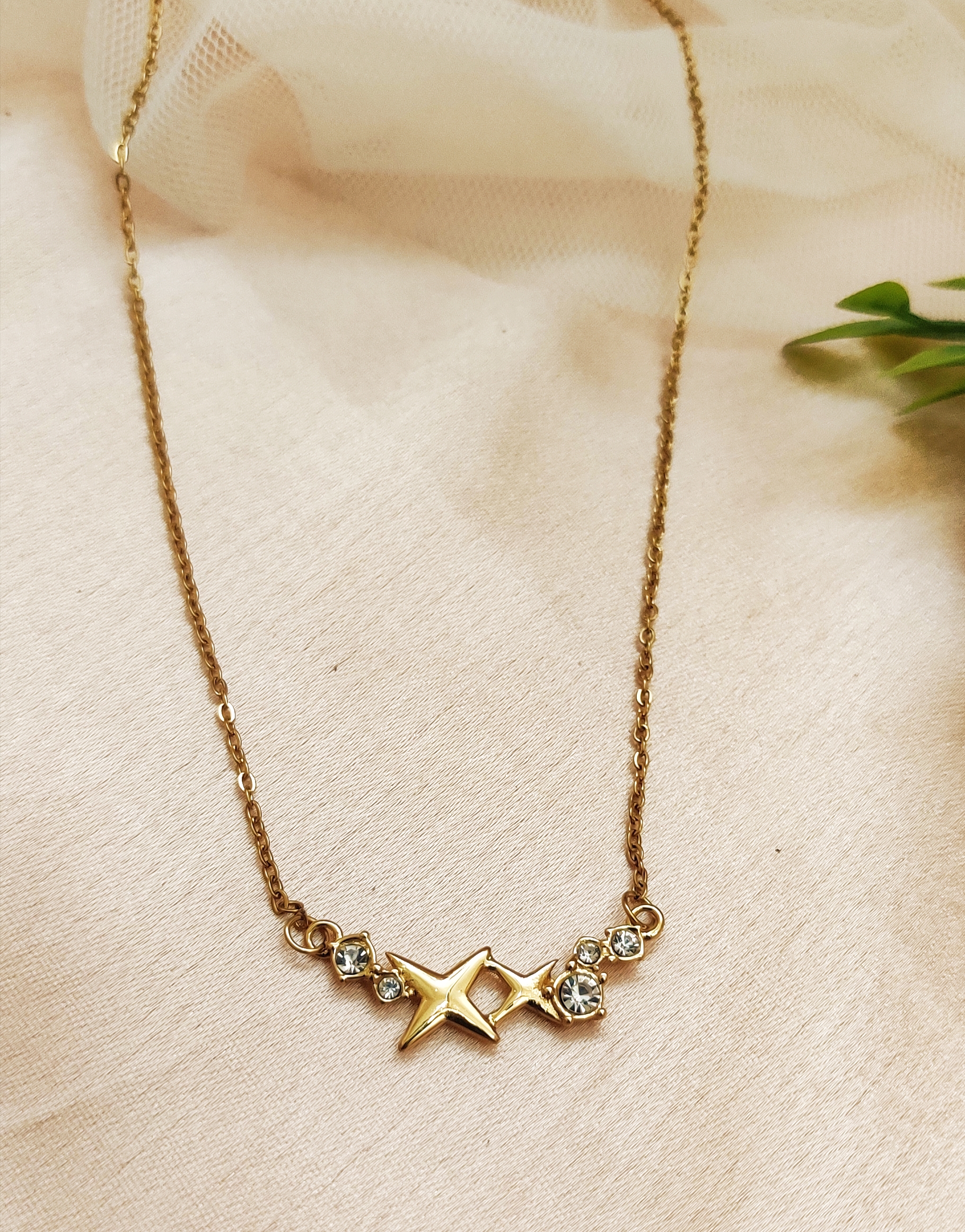 White Star Charm Gold Necklace