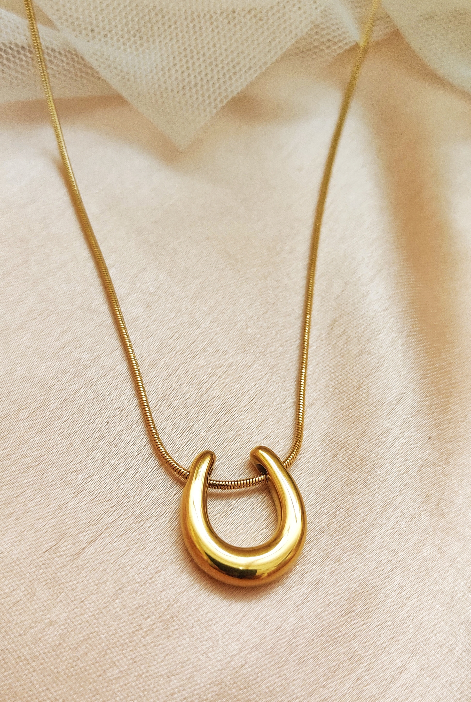 Golden Crescent Pendant Necklace