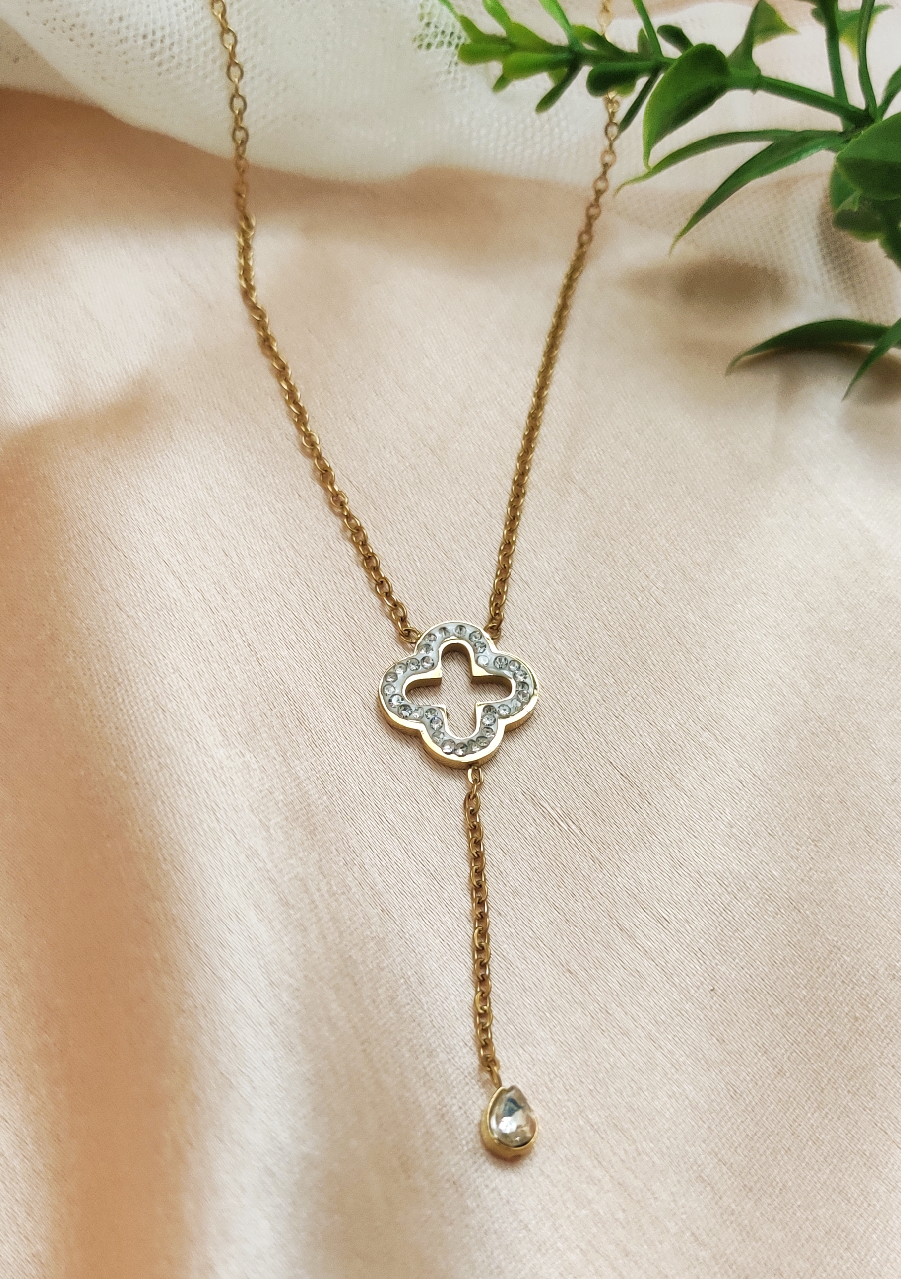 Elegant Clover Drop Necklace