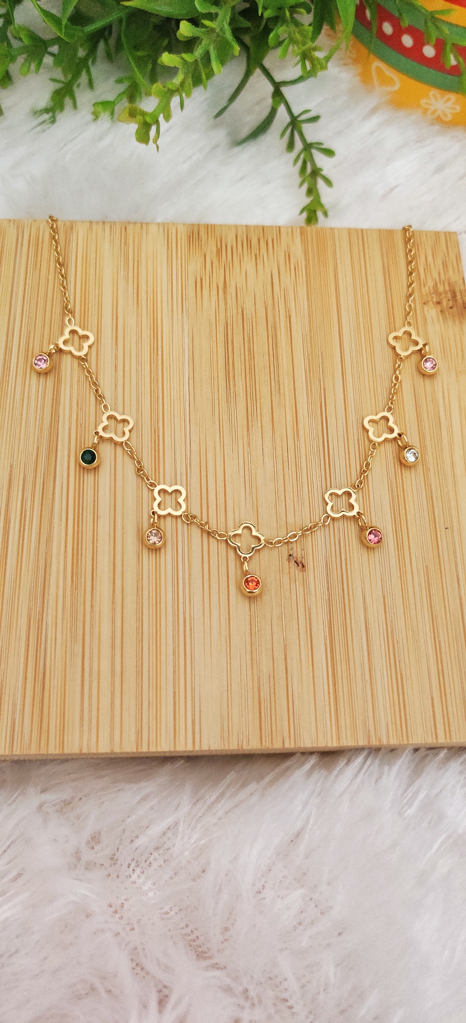 Gold Floral Charm Necklace