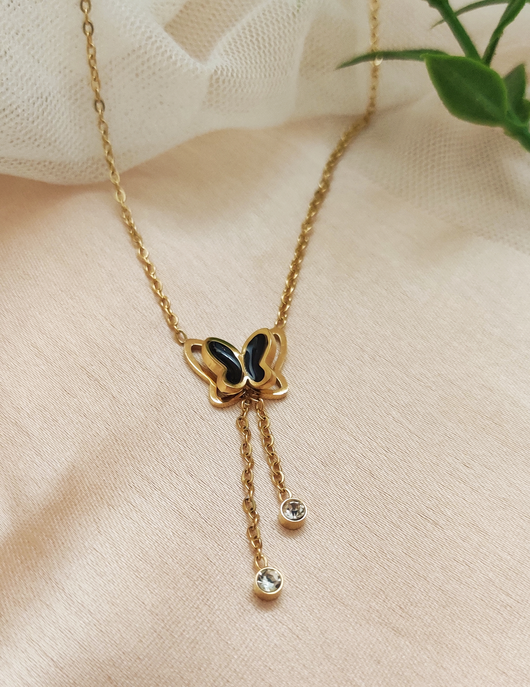 Butterfly Charm  Pendant Necklace