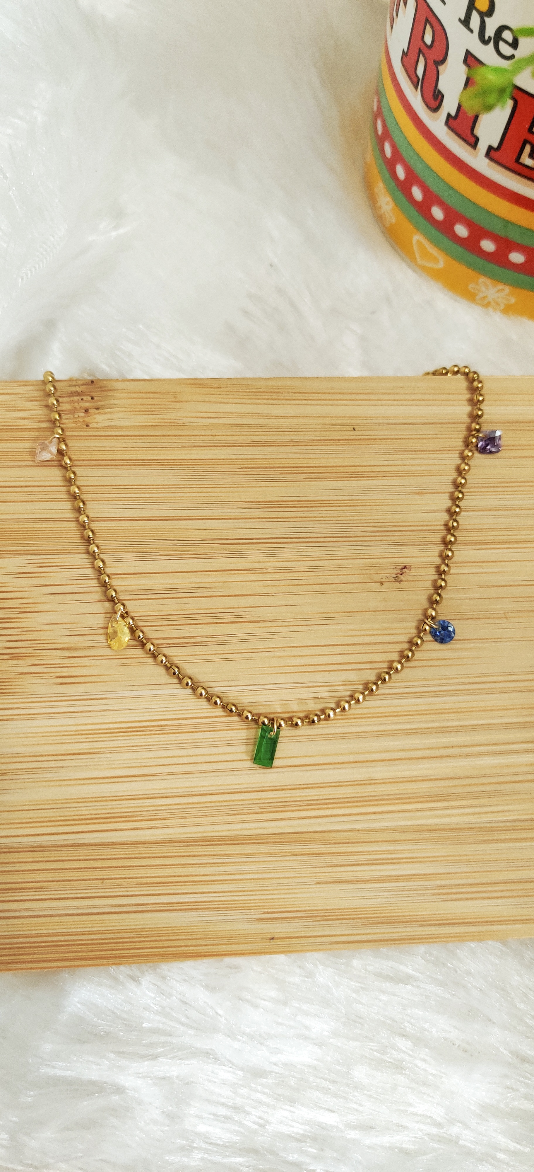 Multicolor Gemstone Charm Necklace