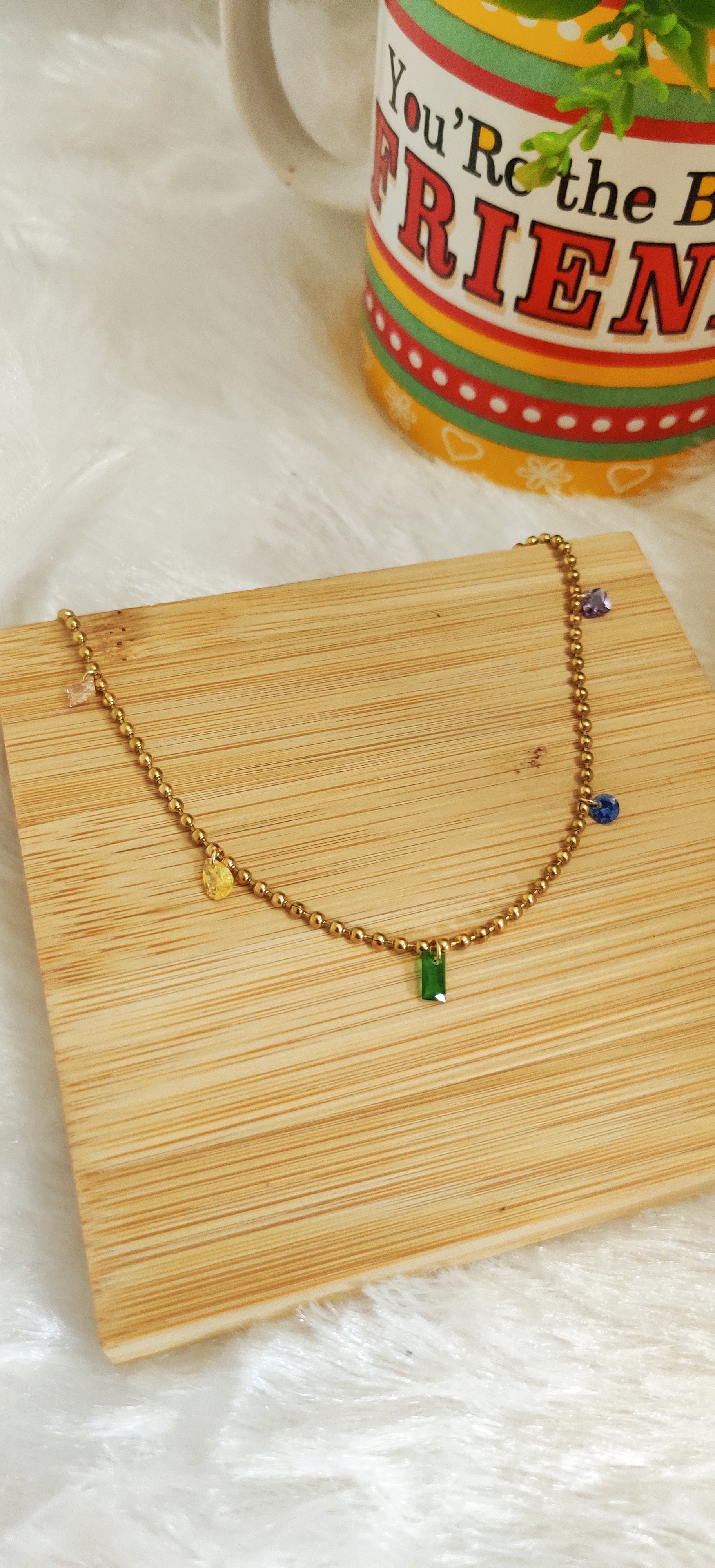 Multicolor Gemstone Charm Necklace