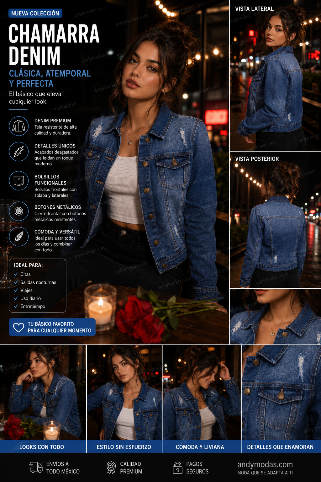 Chaqueta de mezclilla para mujer