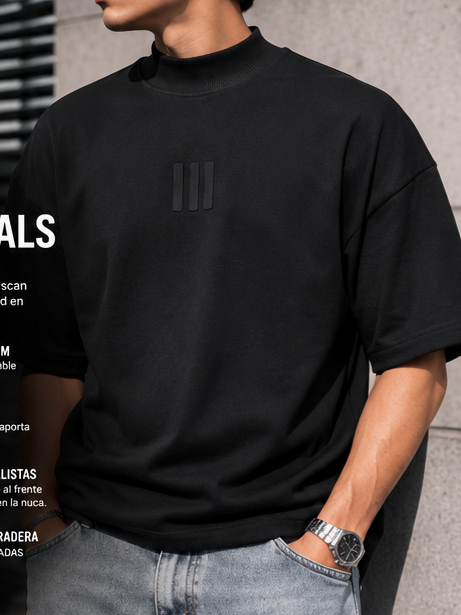 Playera Oversize Negra Essentials y Adidas 
