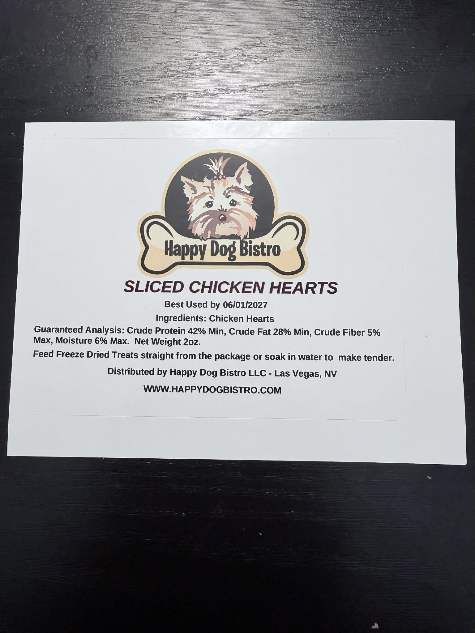 FREEZE DRIED Sliced Chicken Hearts - 2 oz