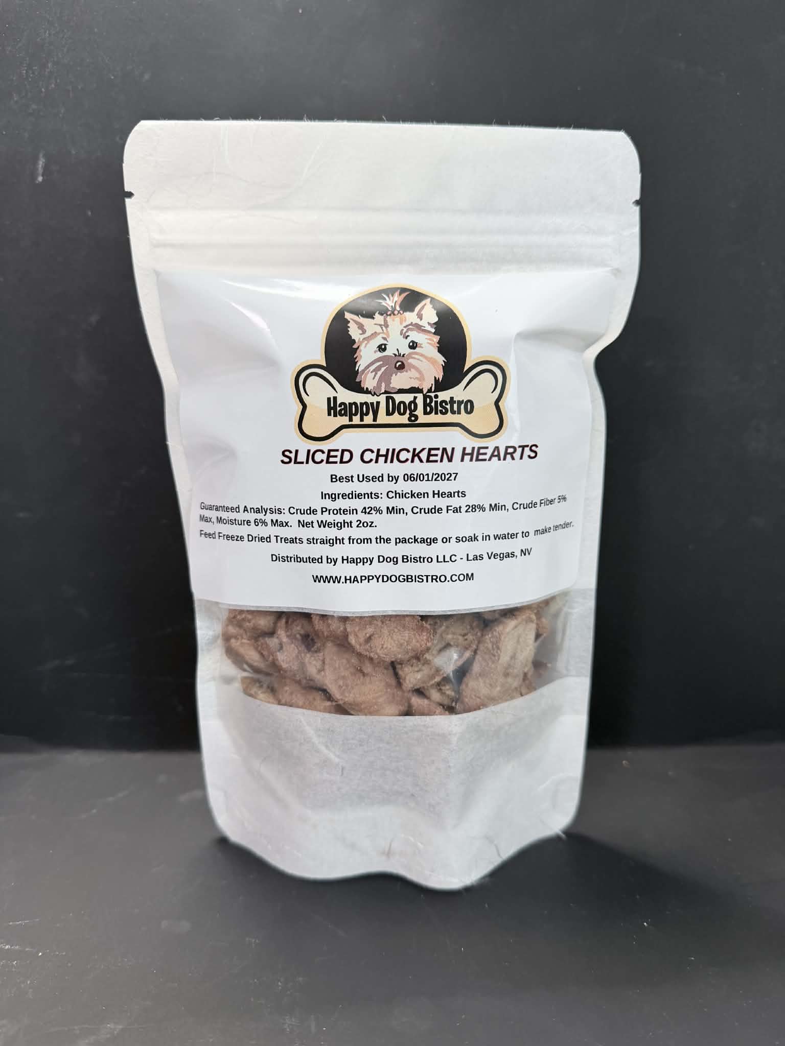 FREEZE DRIED Sliced Chicken Hearts - 2 oz