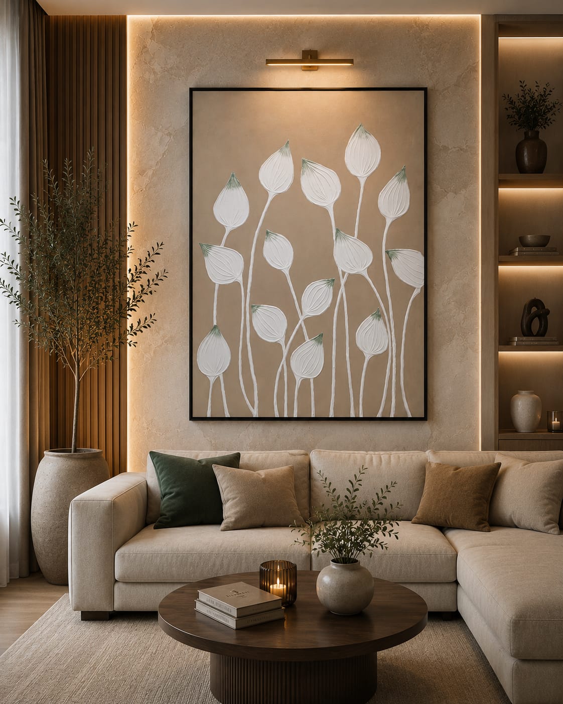 Whispering Petals – Large Textured Floral Canvas Wall Art 