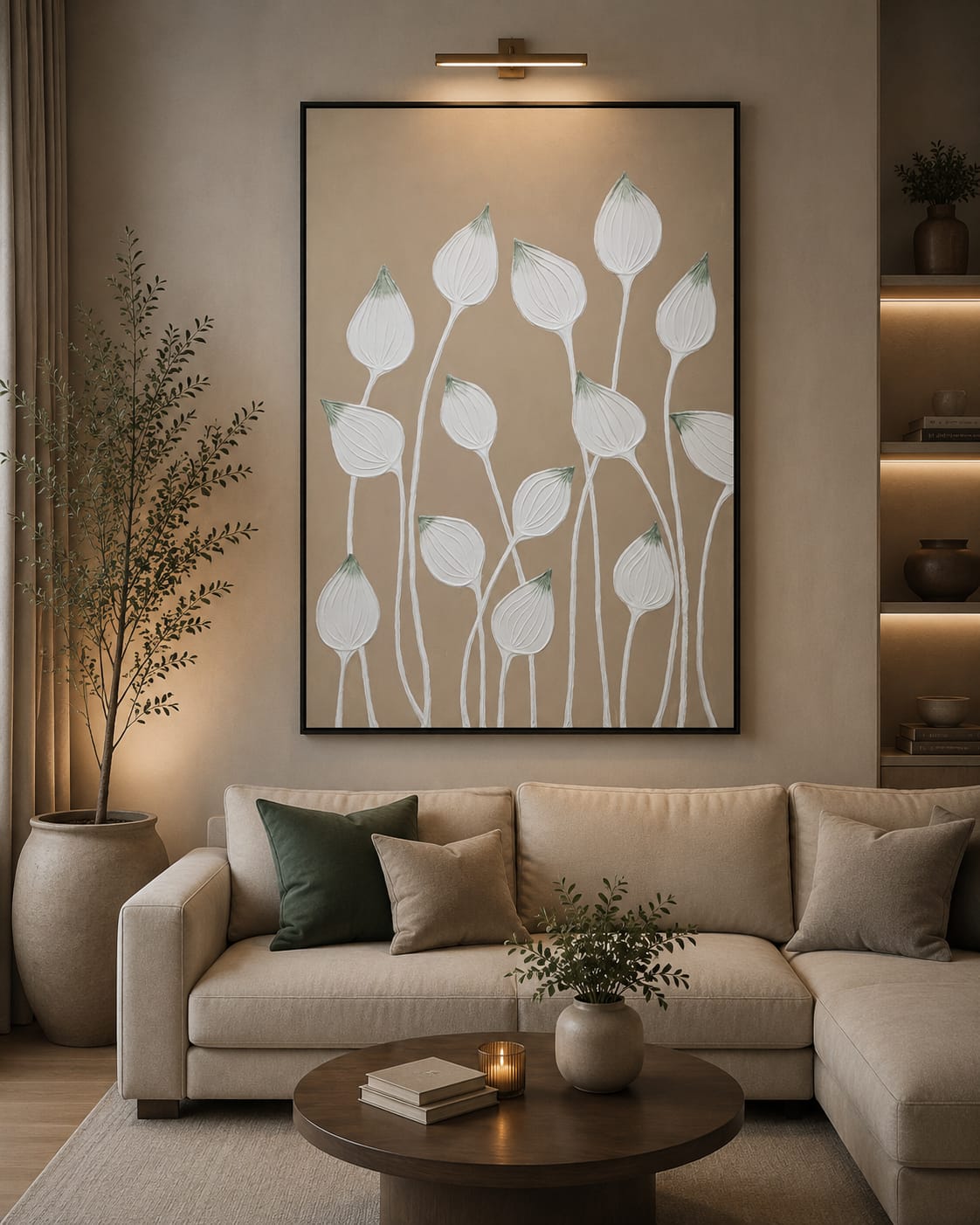 Whispering Petals – Large Textured Floral Canvas Wall Art 