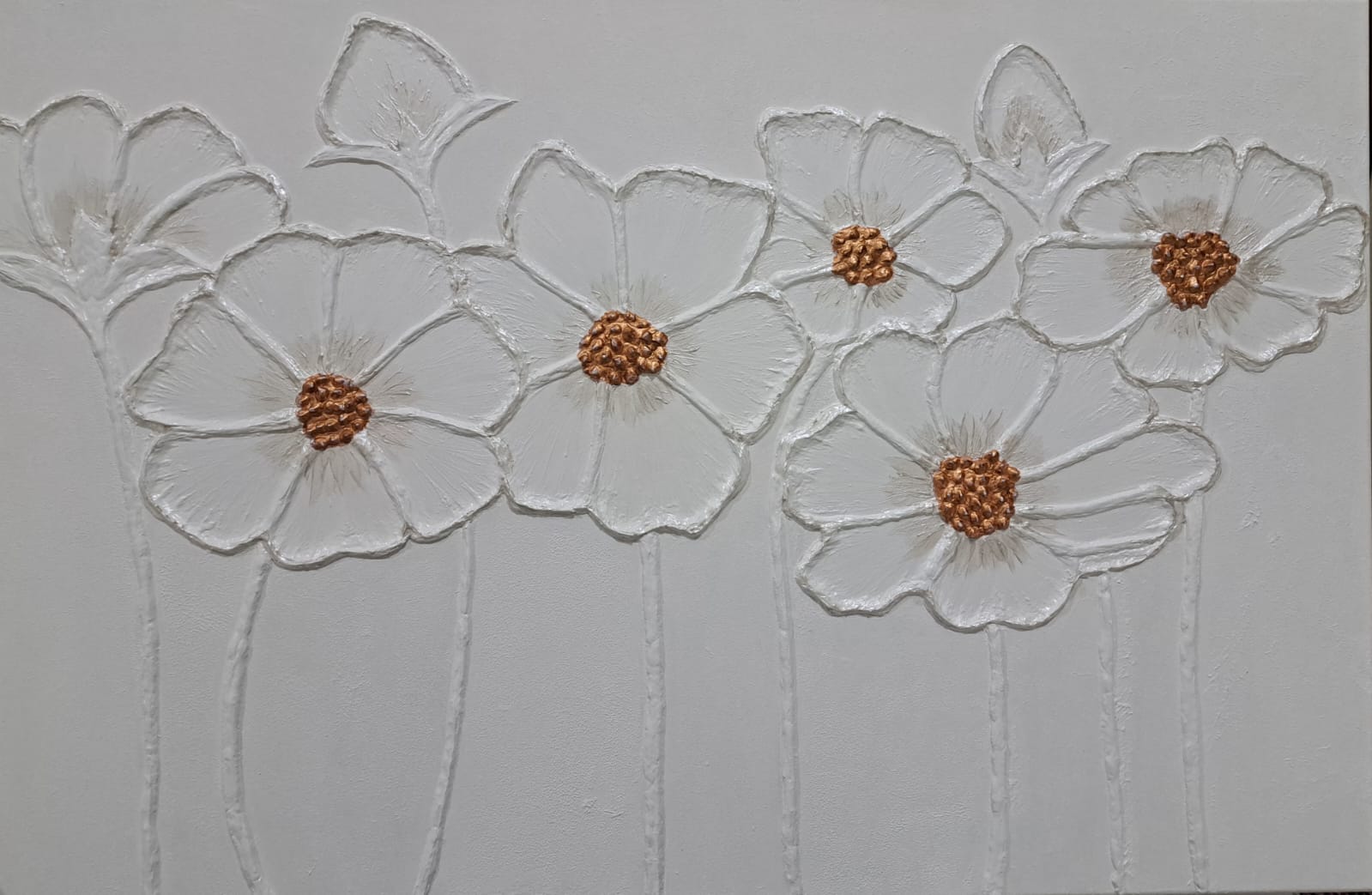 Ivory Blossom Harmony Large Textured Floral Wall Art