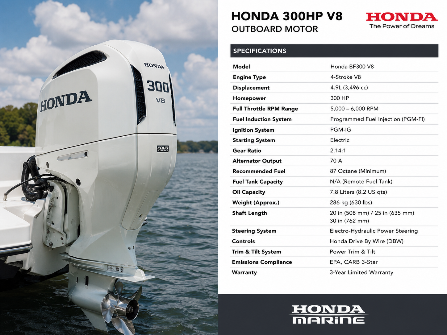 Honda 300HP V8 Outboard Motor