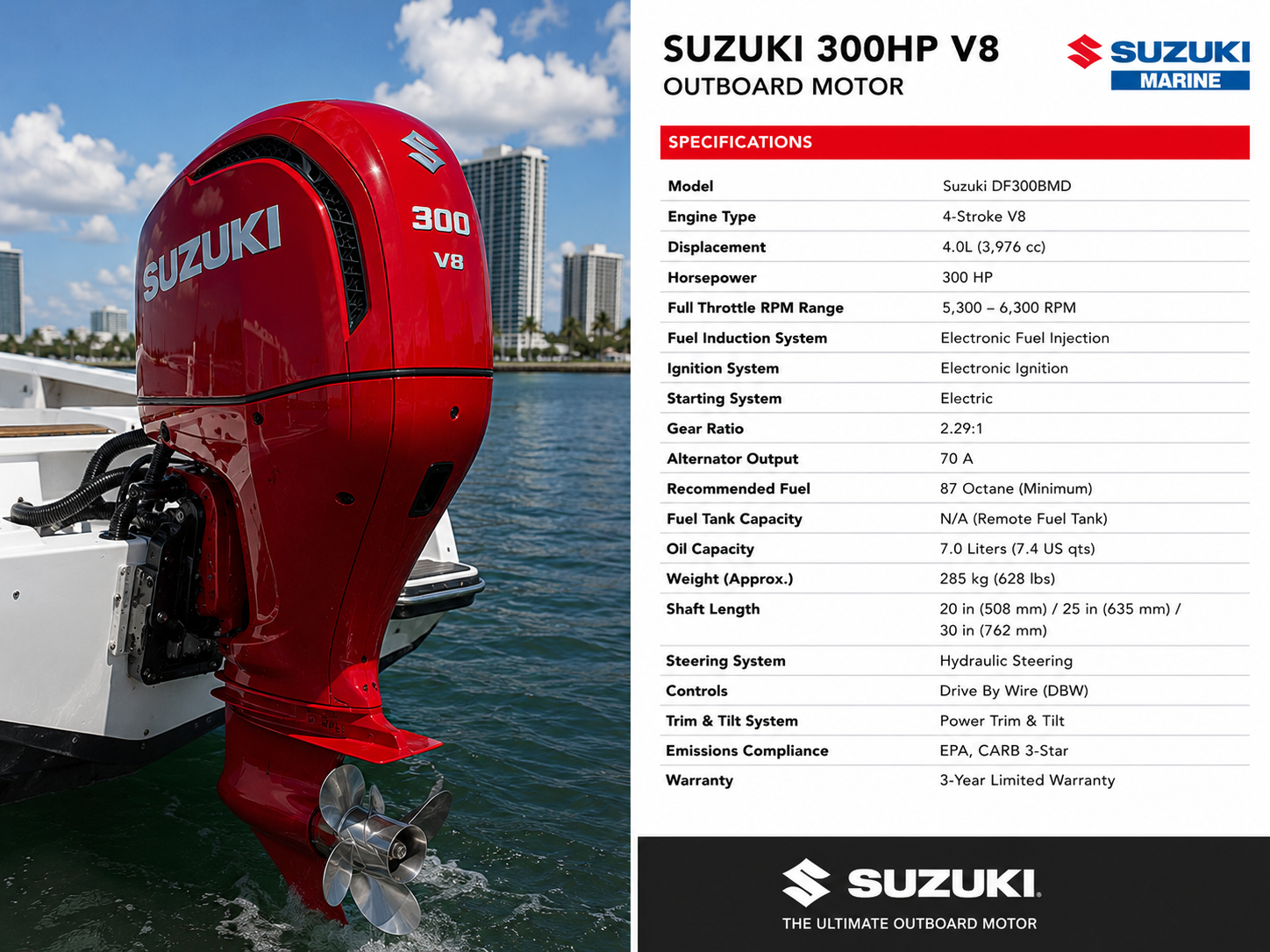 Suzuki 300HP V8 Outboard Motor