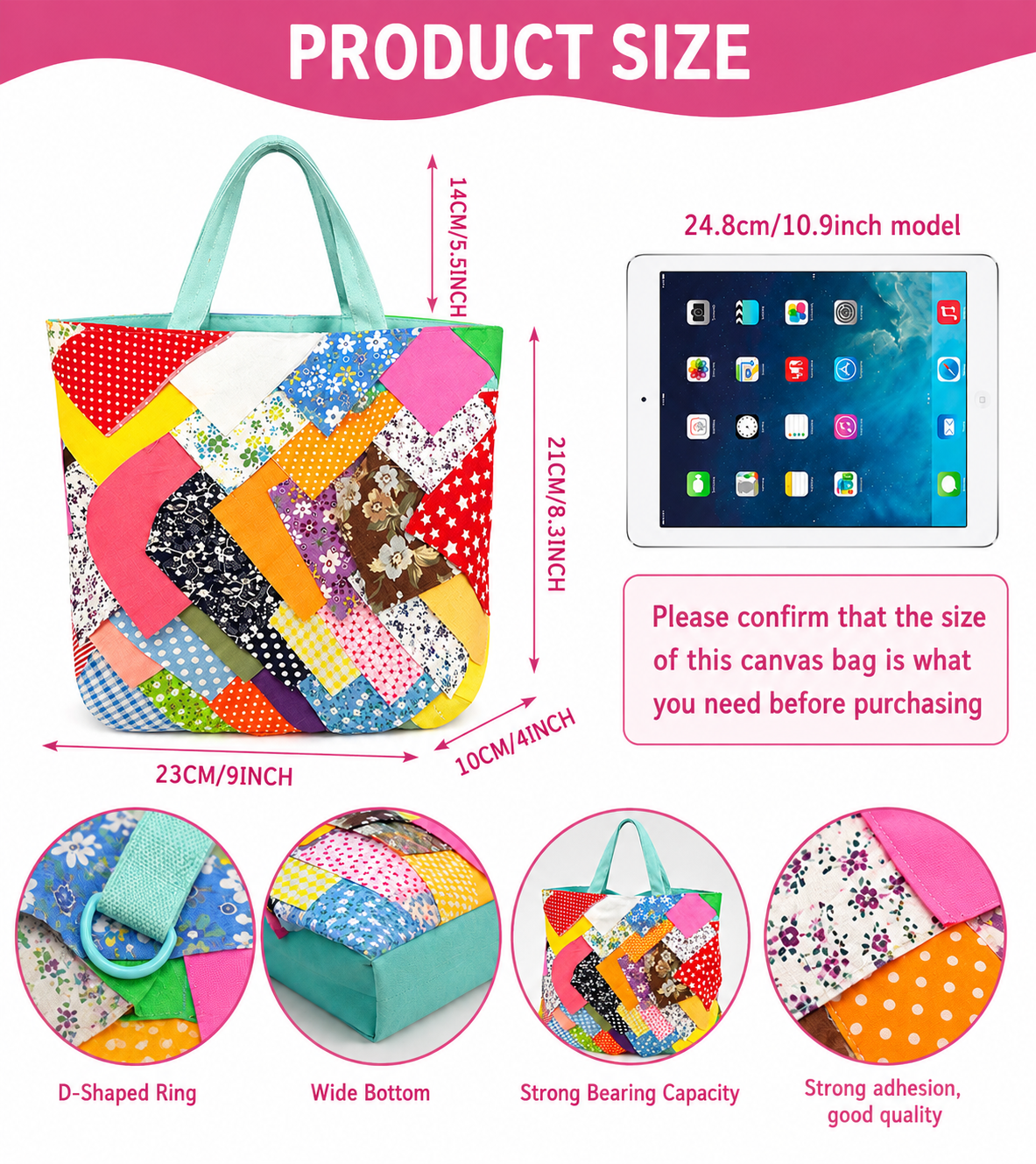 Colorful Patchwork Tote Bag