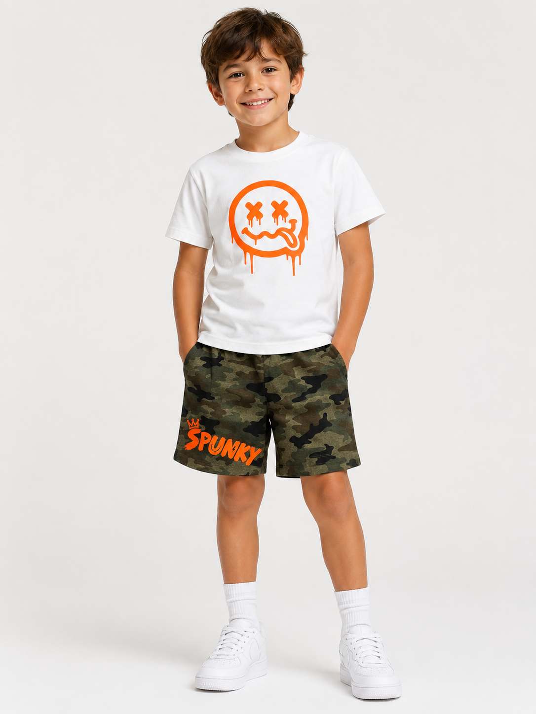 Kids Graphic Tee & Camo Shorts Set