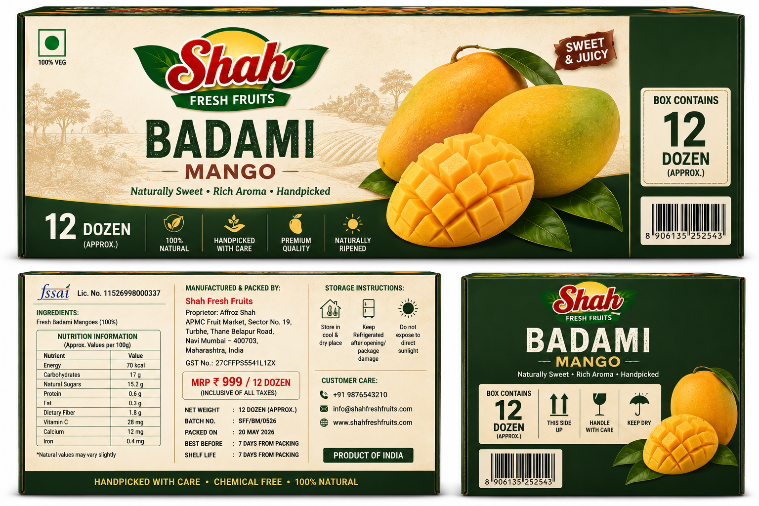 Badami Mango - (6 Pcs - 12 Pcs Dozen)