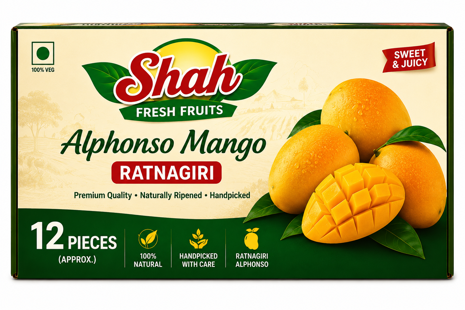 Ratnagiri Alphonso Mango - (6 Pcs - 12 Pcs Dozen)