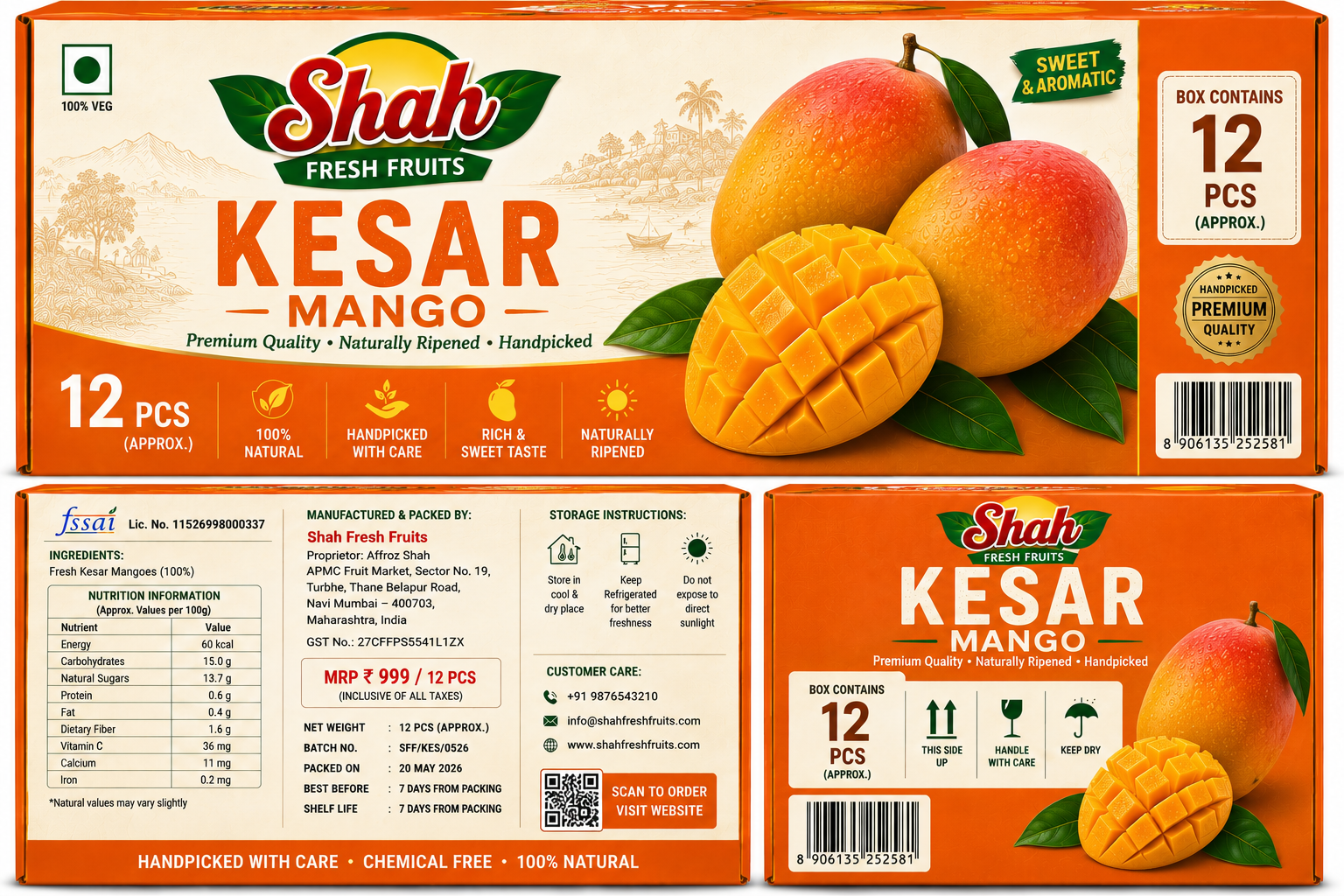Kesar Mango (6 Pcs - 12 Pcs Dozan)