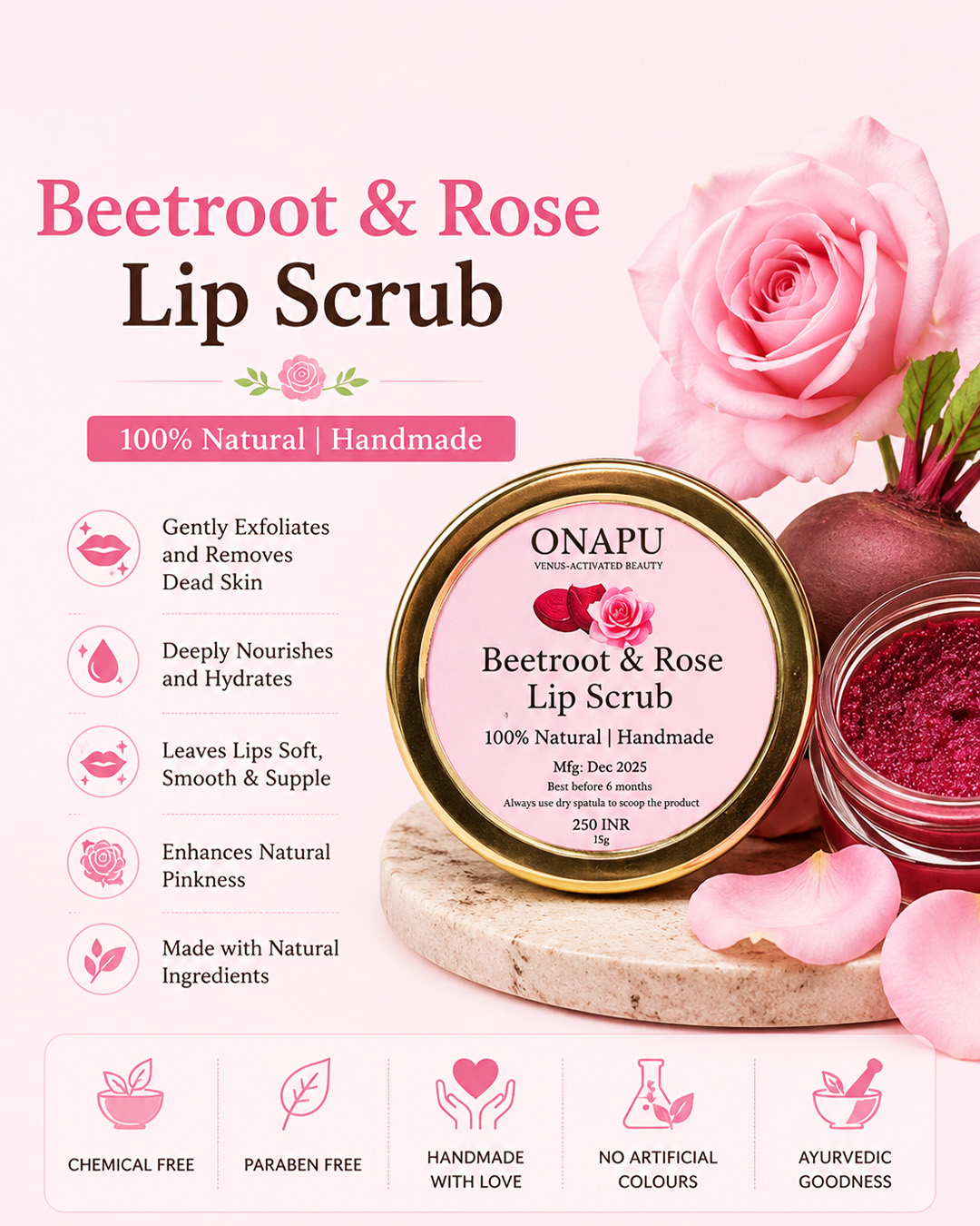 Beetroot & Rose Lip Scrub
