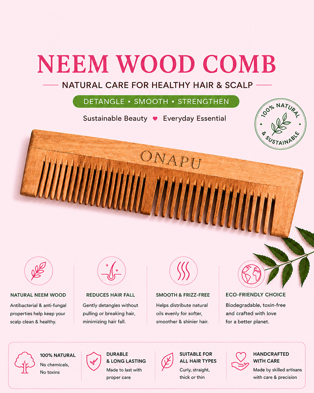 Neem Wood Comb