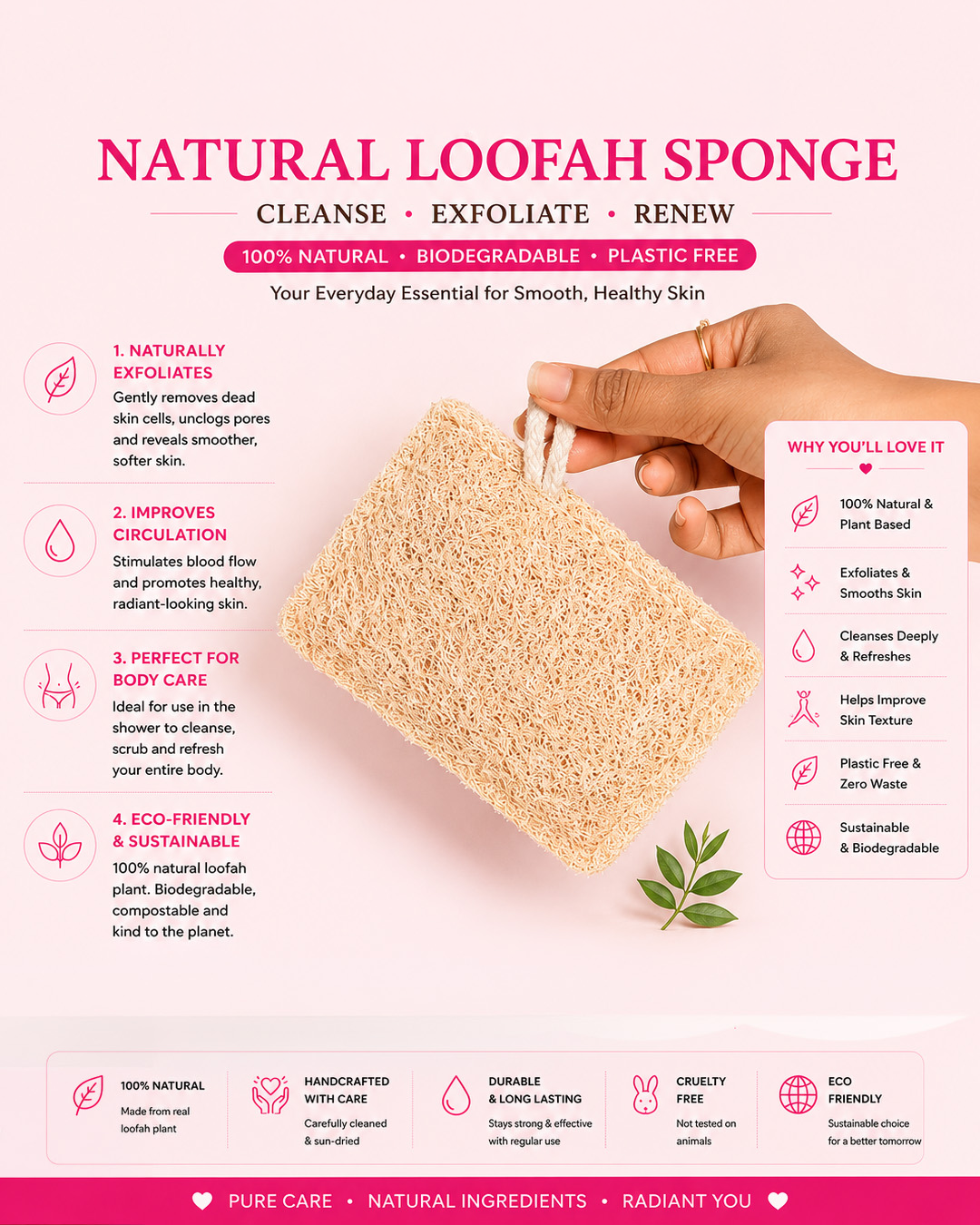 Natural Loofah Bath & Body Sponge