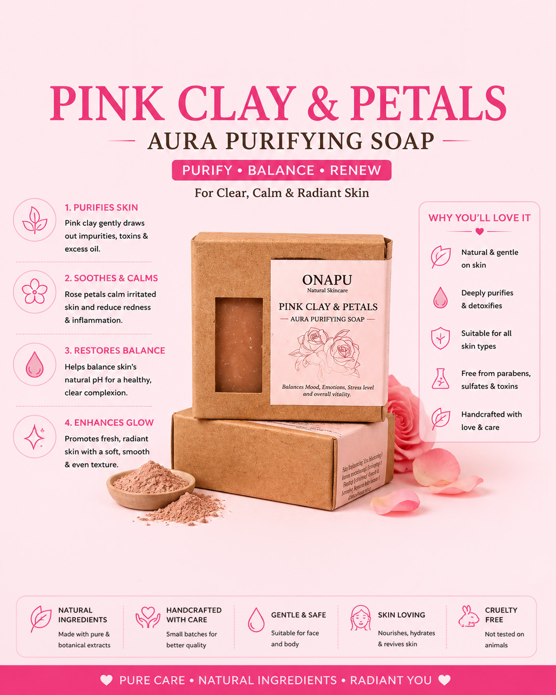 Pink Clay & Petals Aura Purifying Soap