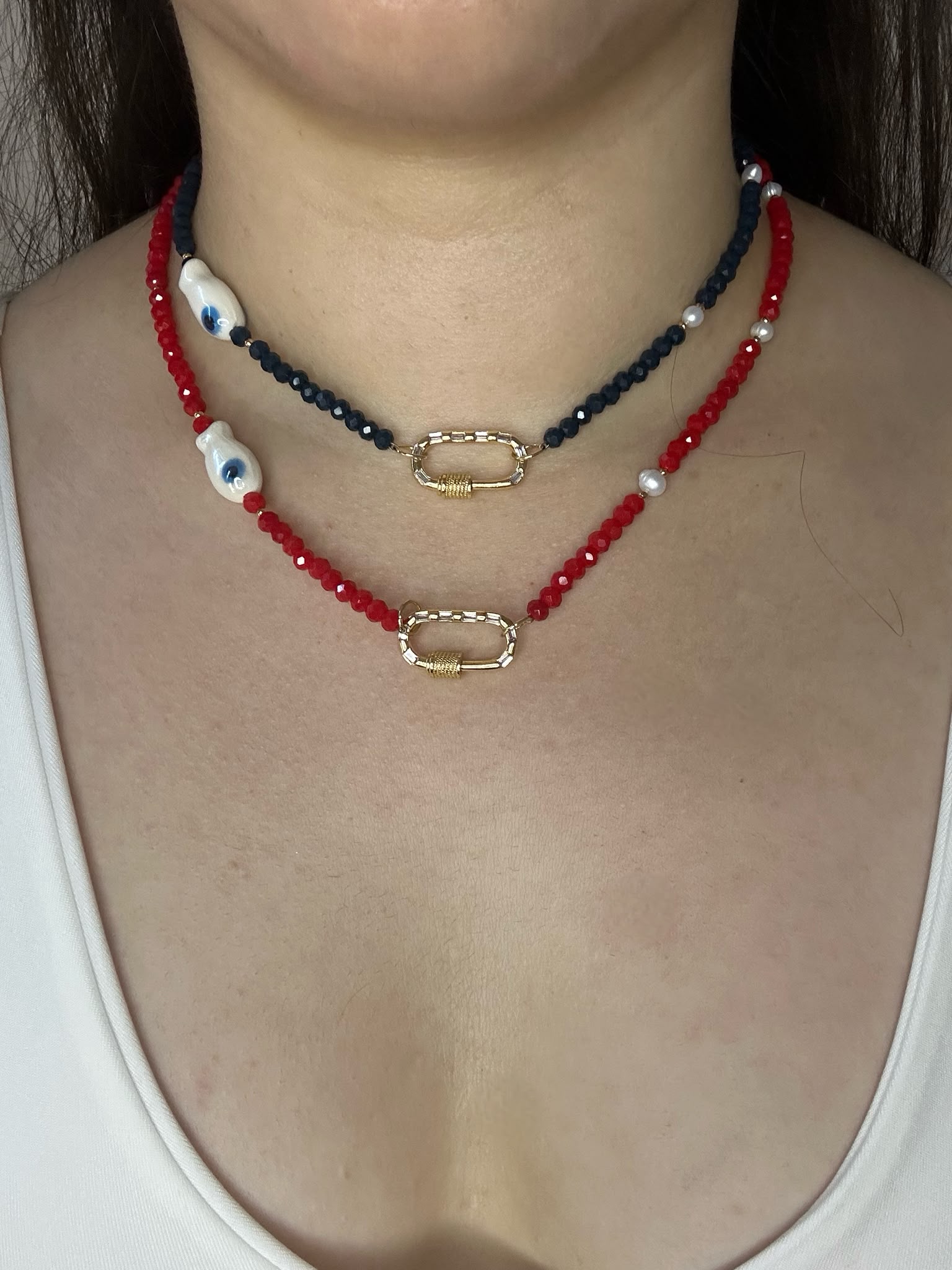 Crystal Necklace with Porcelain Fish – Nakkar Studio