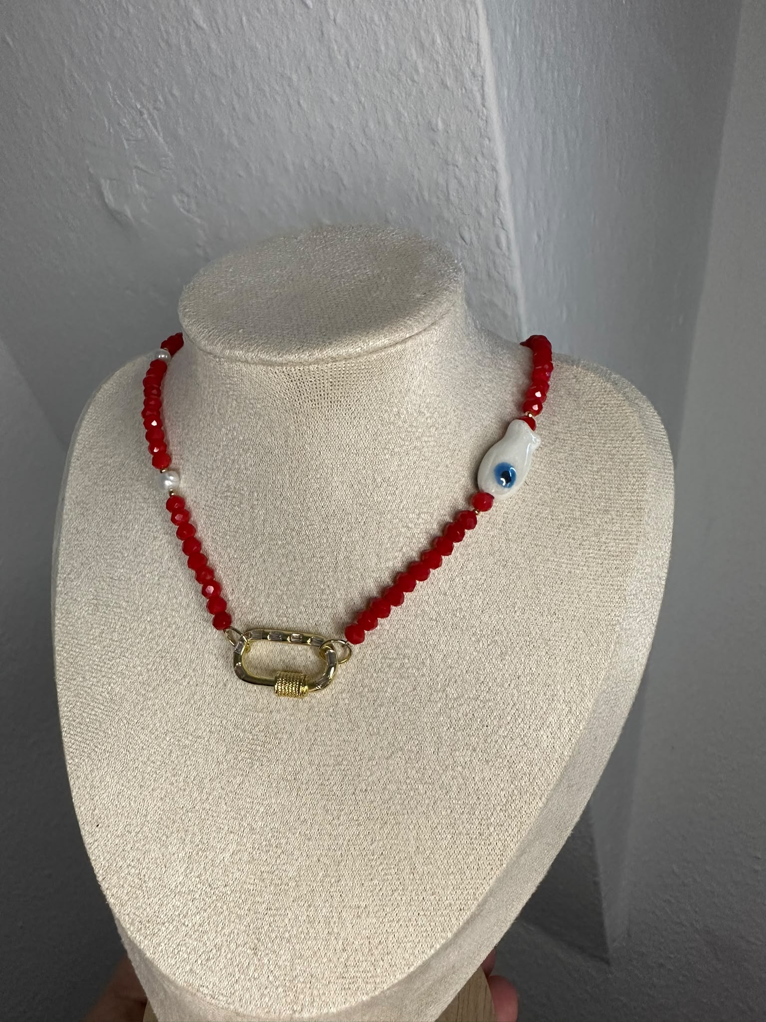 Crystal Necklace with Porcelain Fish – Nakkar Studio