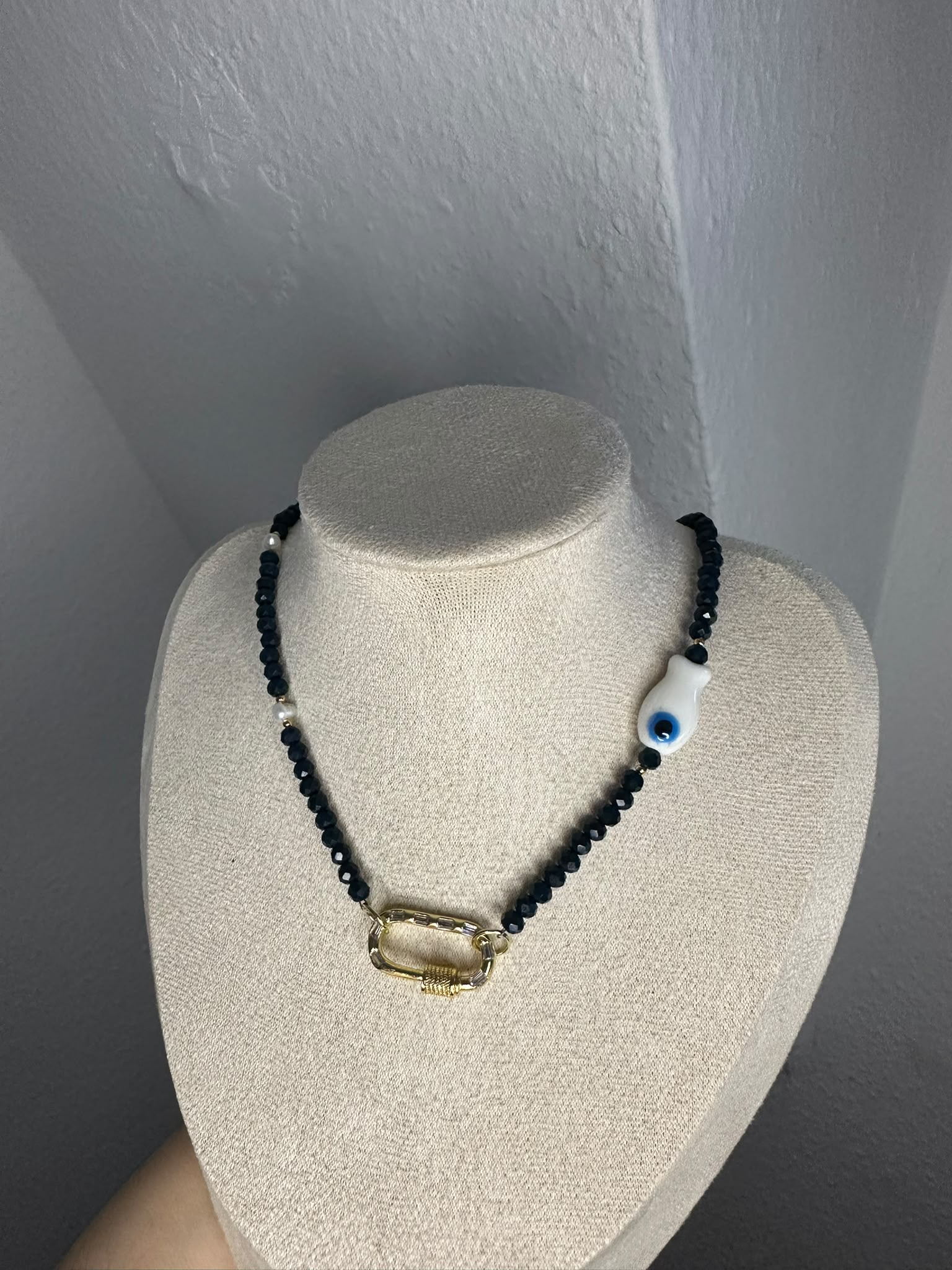 Crystal Necklace with Porcelain Fish – Nakkar Studio