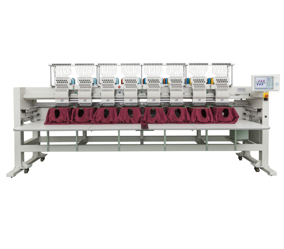 TMAR-KC TIPO 2 Ahora con cilindro más pequeño para facilitar el bordado de prendas tubulares.  El modelo cilíndrico multi-cabezal de TAJIMA con sistema DCP.  