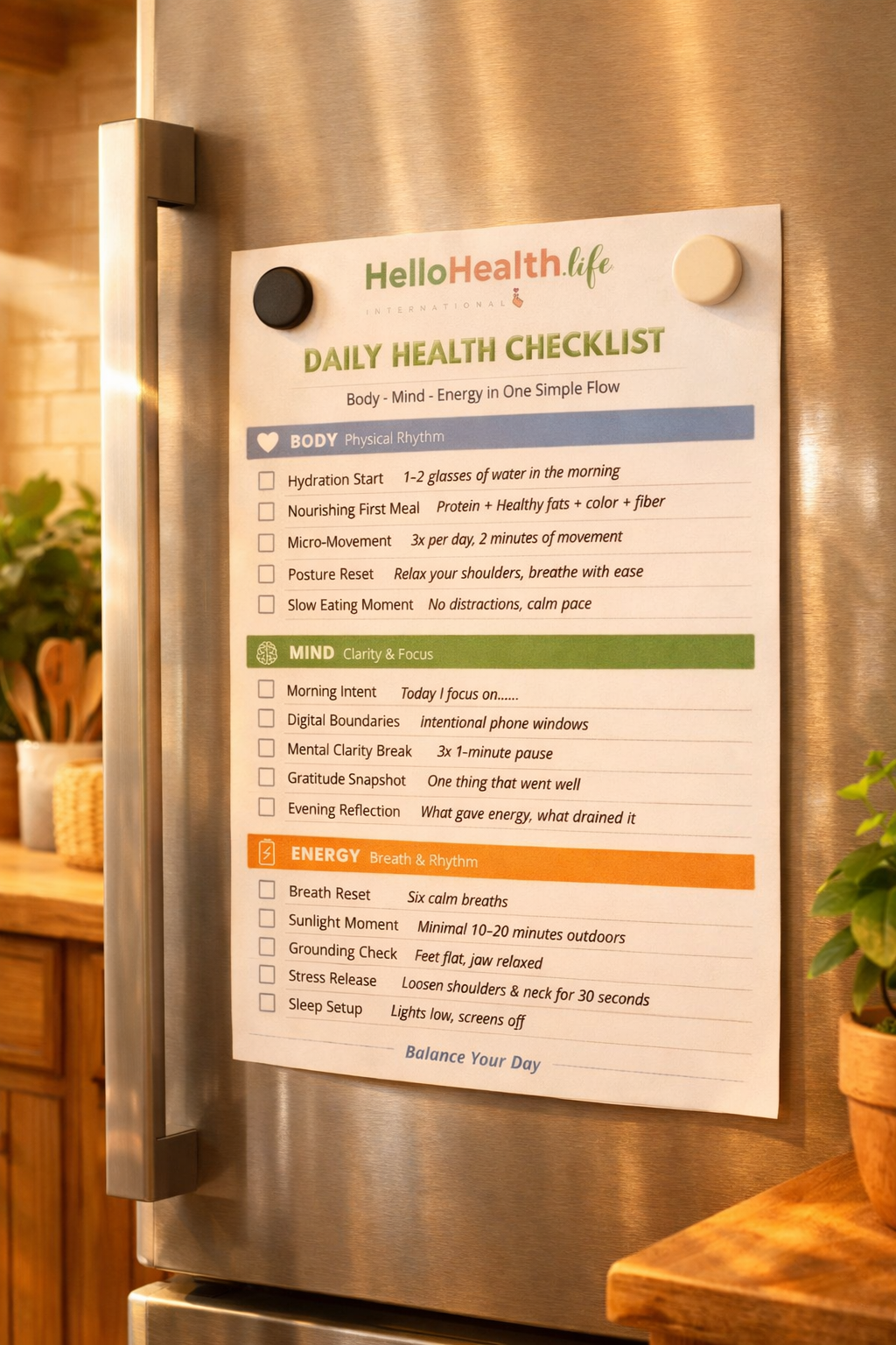 Daily Health Checklist (digital)