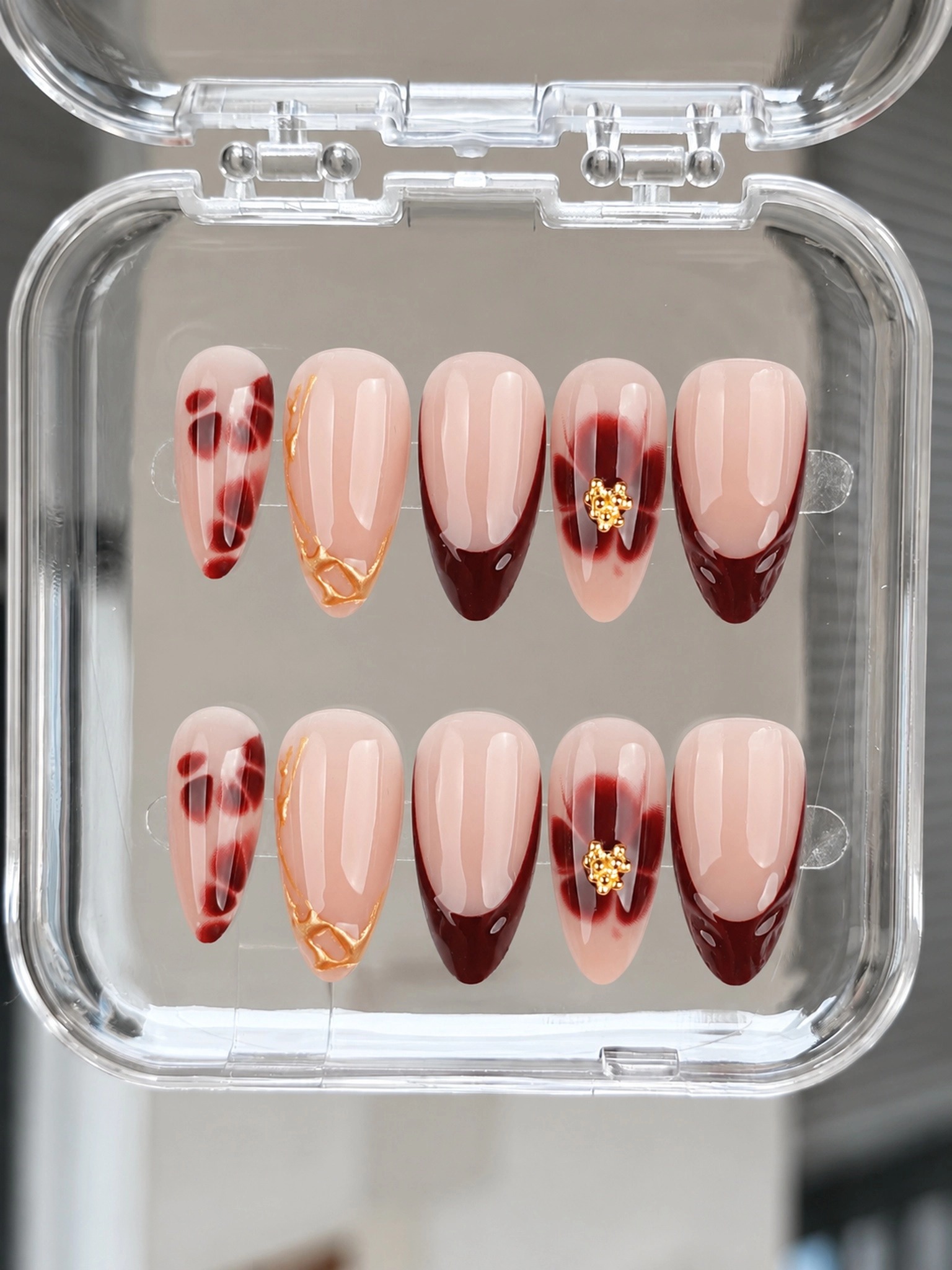 Set di Unghie Finte Elegant Bordeaux