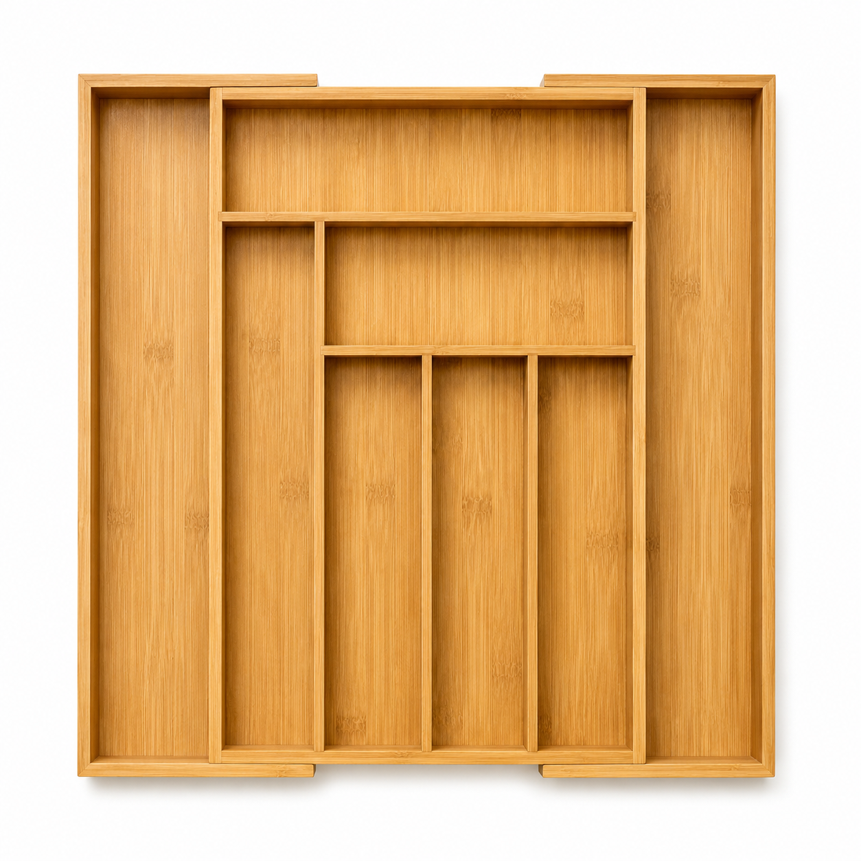 Expandable Bamboo Cutlery Organizer for Kitchen Drawers