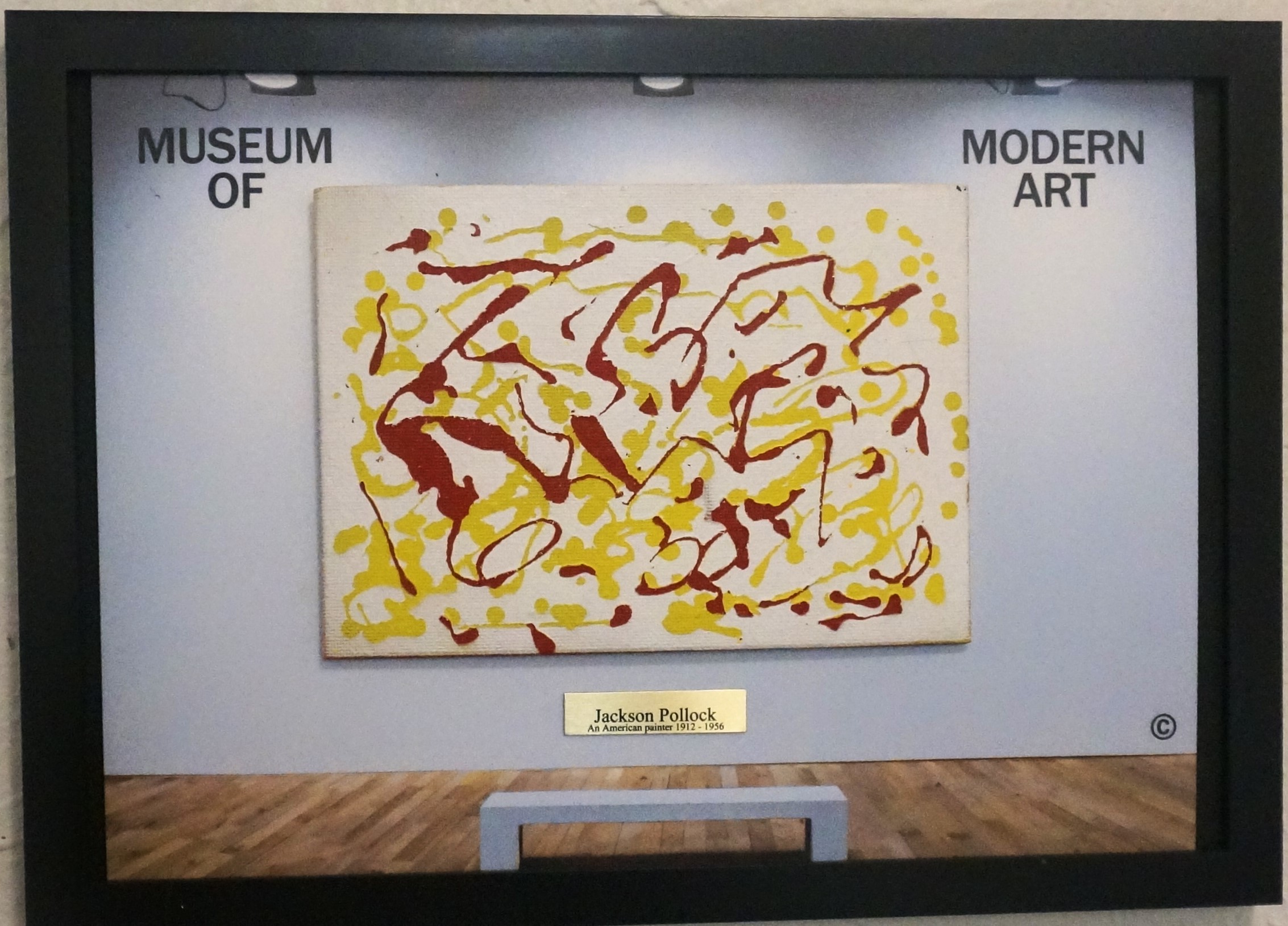 Jackson Pollock recreations in miniature covering  his Action Painting era (1940"s-1950's).. Utilizing a modified Sgraffito technique I attempt to capture his style and feeling.