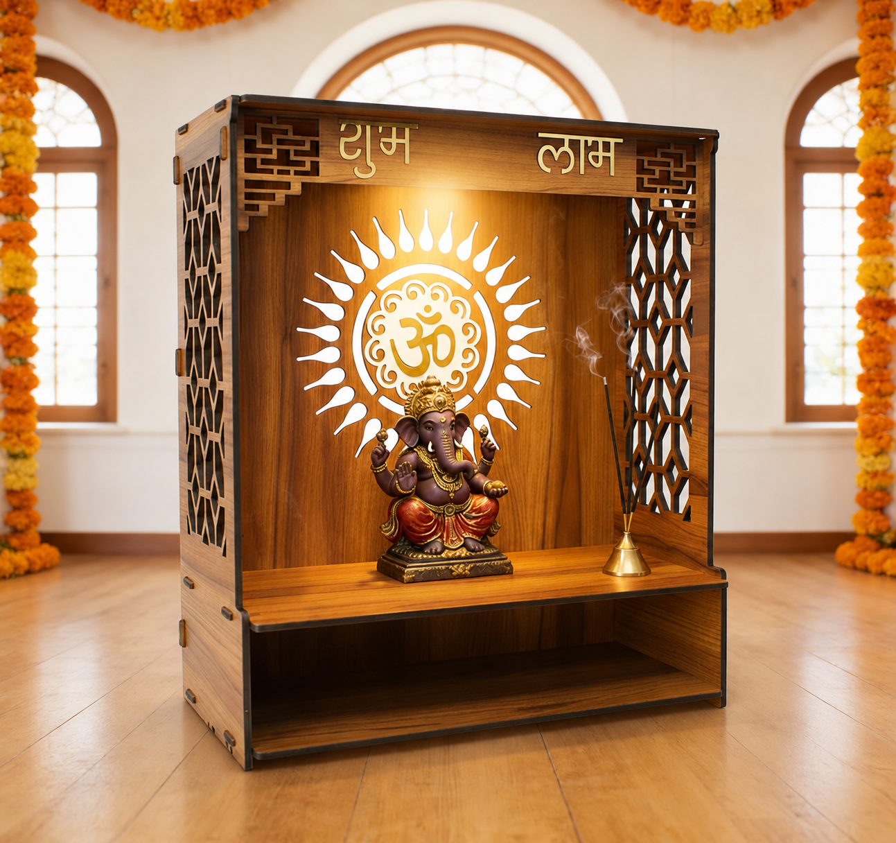ISHLIV Pratham - Wooden Pooja Mandir
