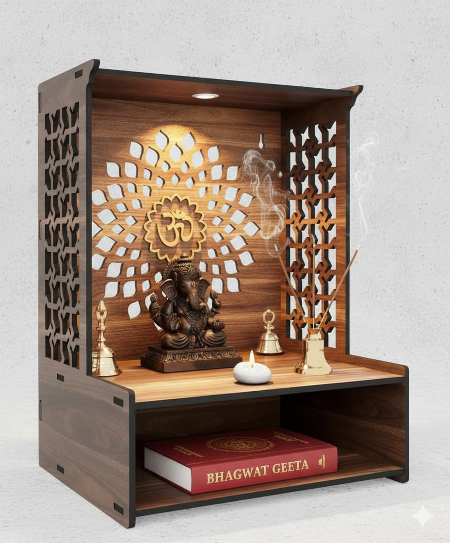 ISHLIV Sanidhya - Wooden Pooja Mandir